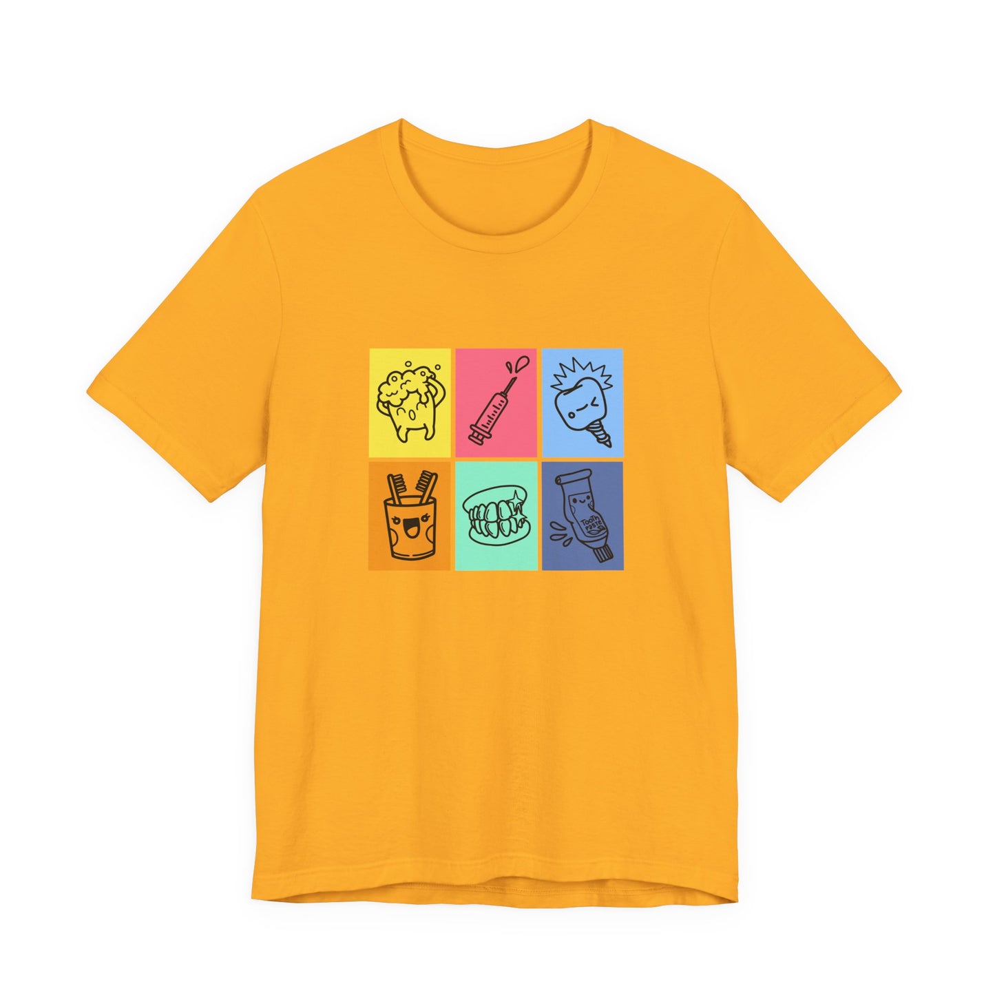 Colorful Dental Fun T Shirt Six Box Tooth Bath Syringe Implant Smile Toothpaste