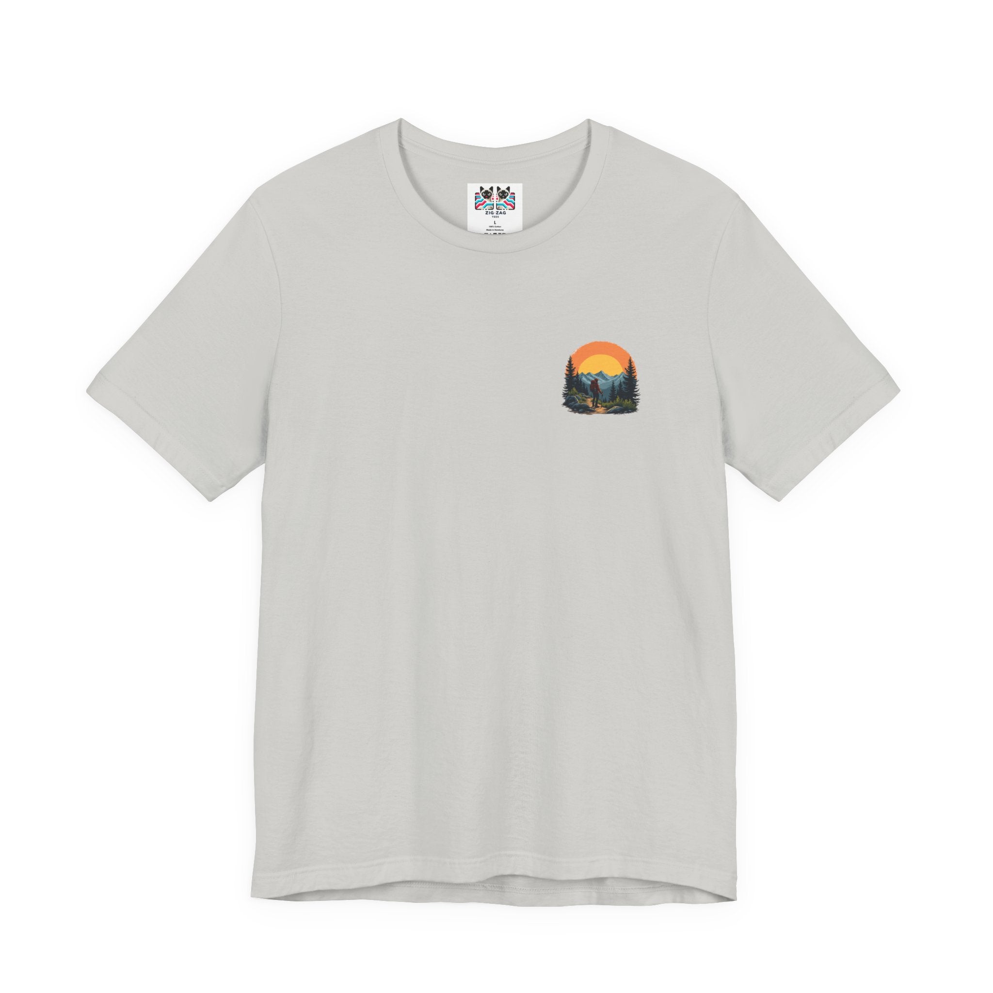 Adventure Seeker Nature Lover T-Shirt – Hiker on Mountain Edge Graphic