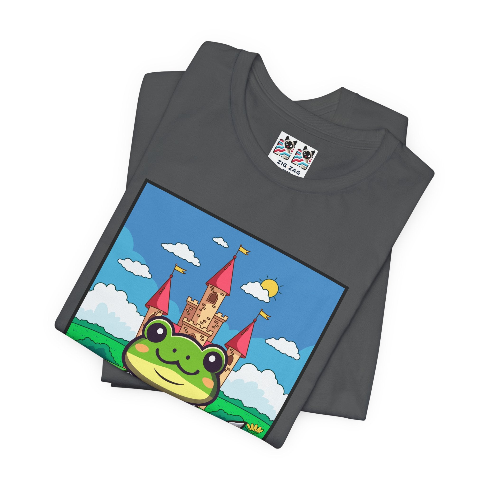 Custom T-Shirt - Knight Frog Castle T-Shirt – Cute Frog Knight Medieval Fantasy Graphic Tee