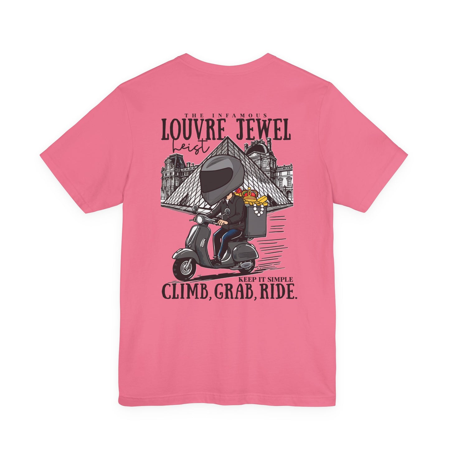 The Louvre Jewel Heist – Paris Heist Humor [Black Text] T-Shirt