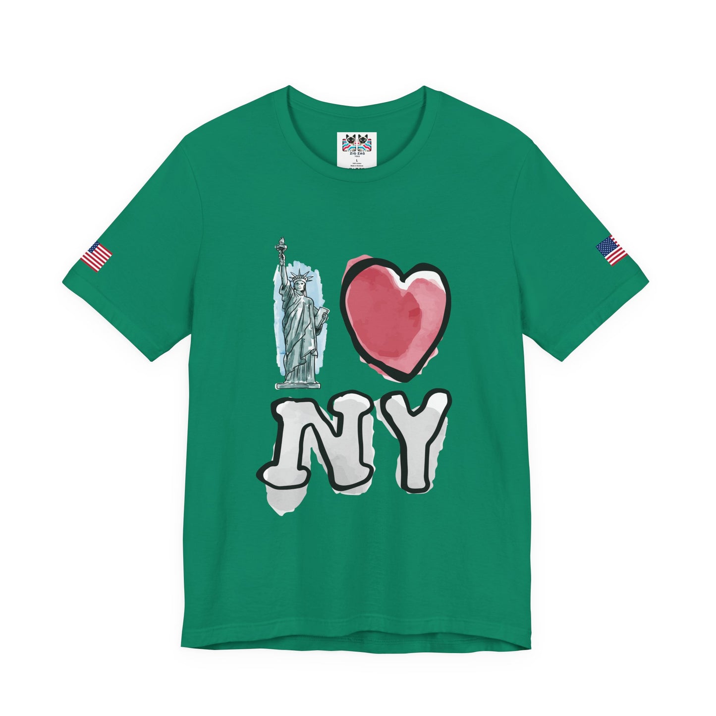 I Love NY T-Shirt - Statue of Liberty Pink Heart Black New York City Design