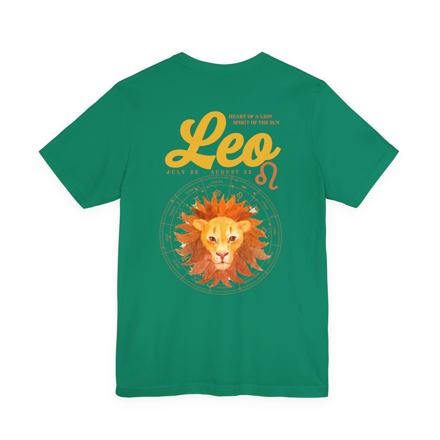 Leo Zodiac T-Shirt – Heart of the Lion, Spirit of the Sun Astrological wheel