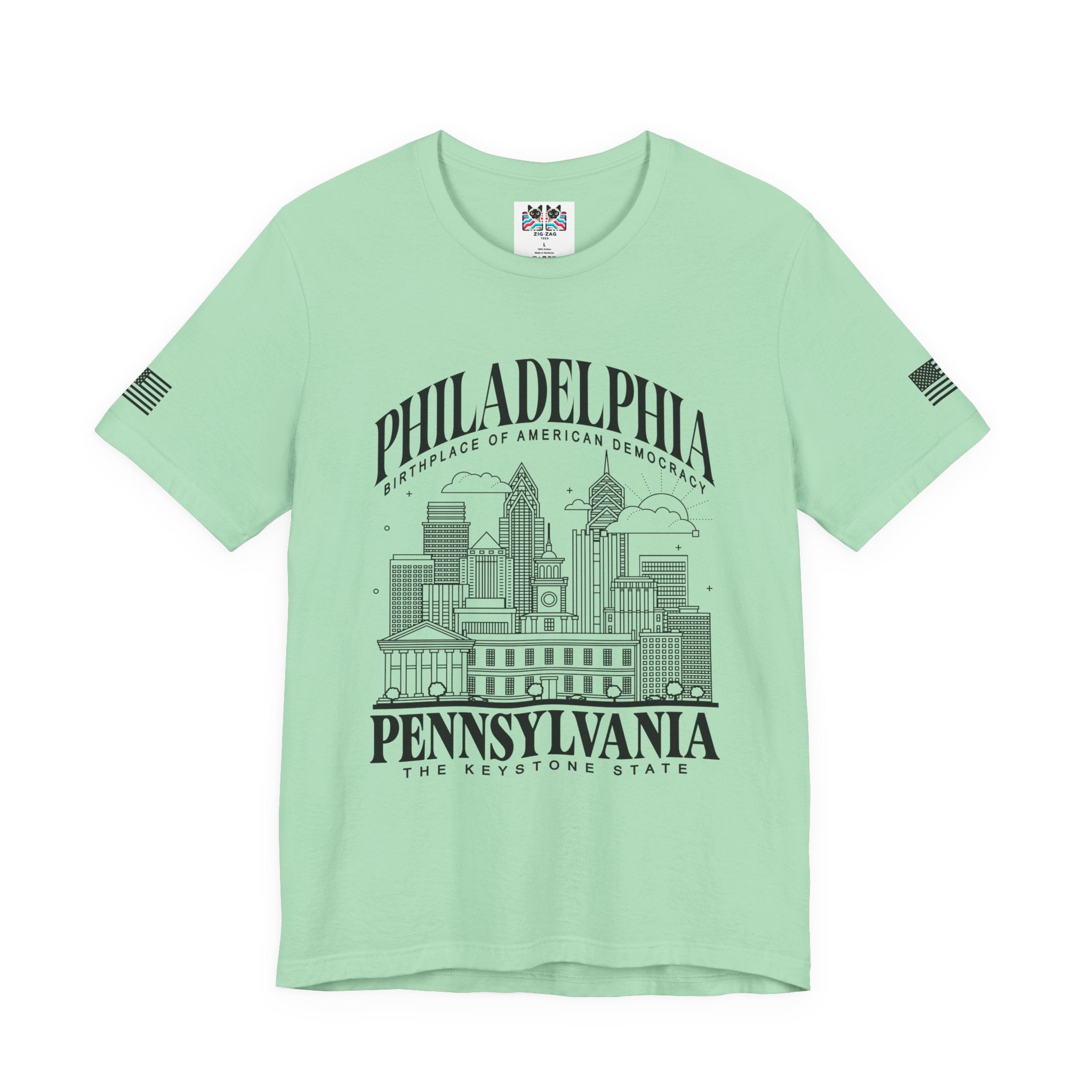 Philadelphia Pennsylvania T-Shirt – Birthplace of American Democracy Skyline Keystone State Graphic Tee
