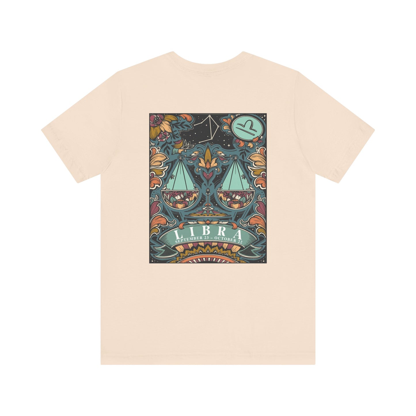Libra Constellation & Floral Zodiac T-Shirt – September 23 to October 22