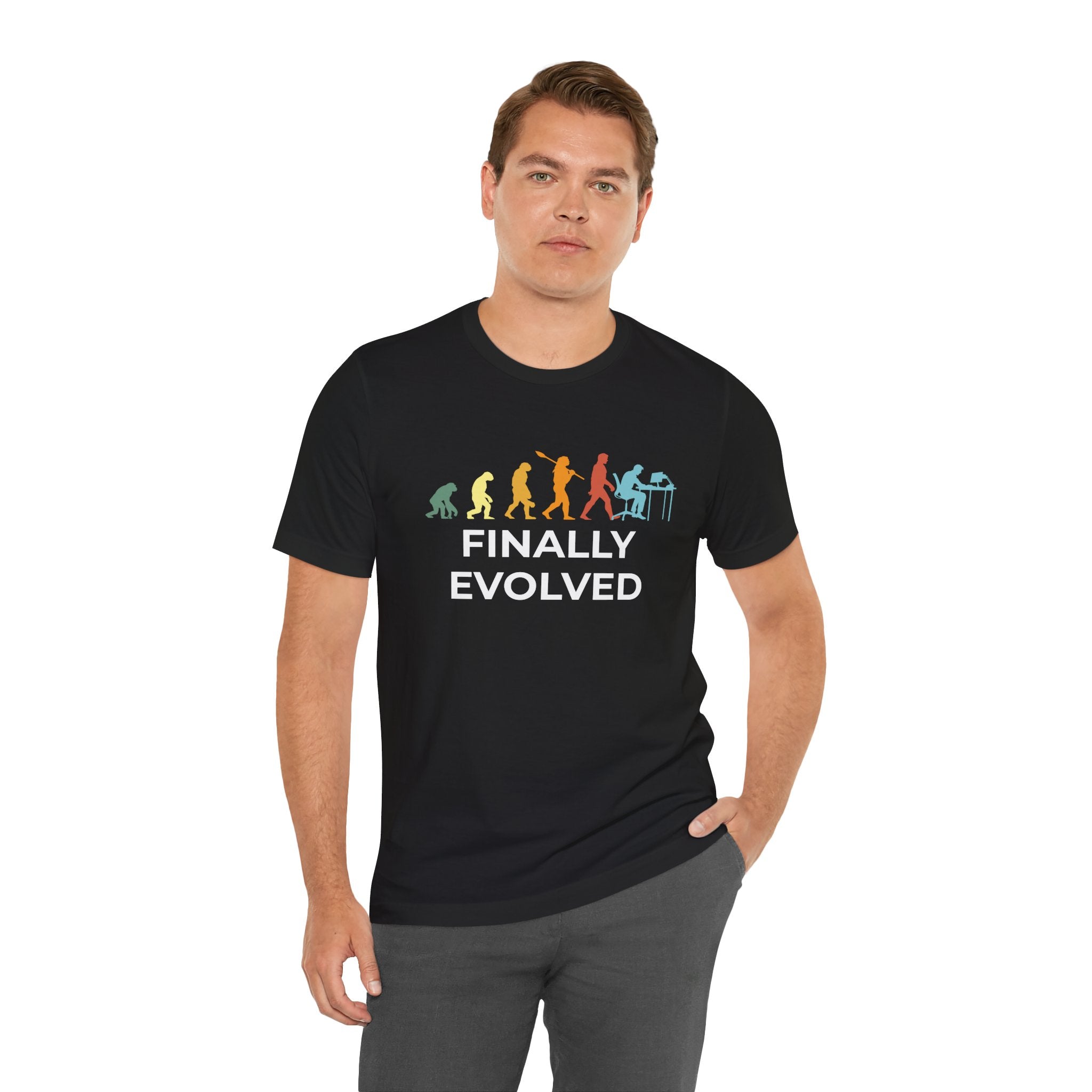 Custom T-Shirt - Evolution of Man to Computer User T-Shirt