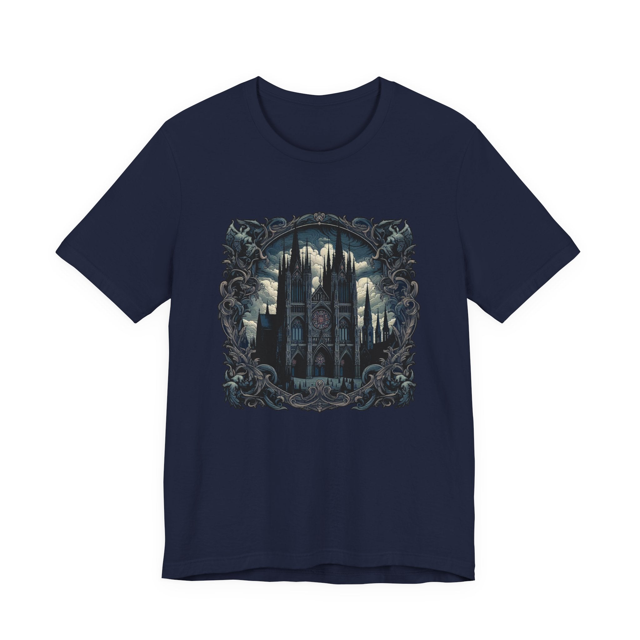 Gothic Art Revival Tshirt – Ancient Castle Reflected in Ornate Mirror