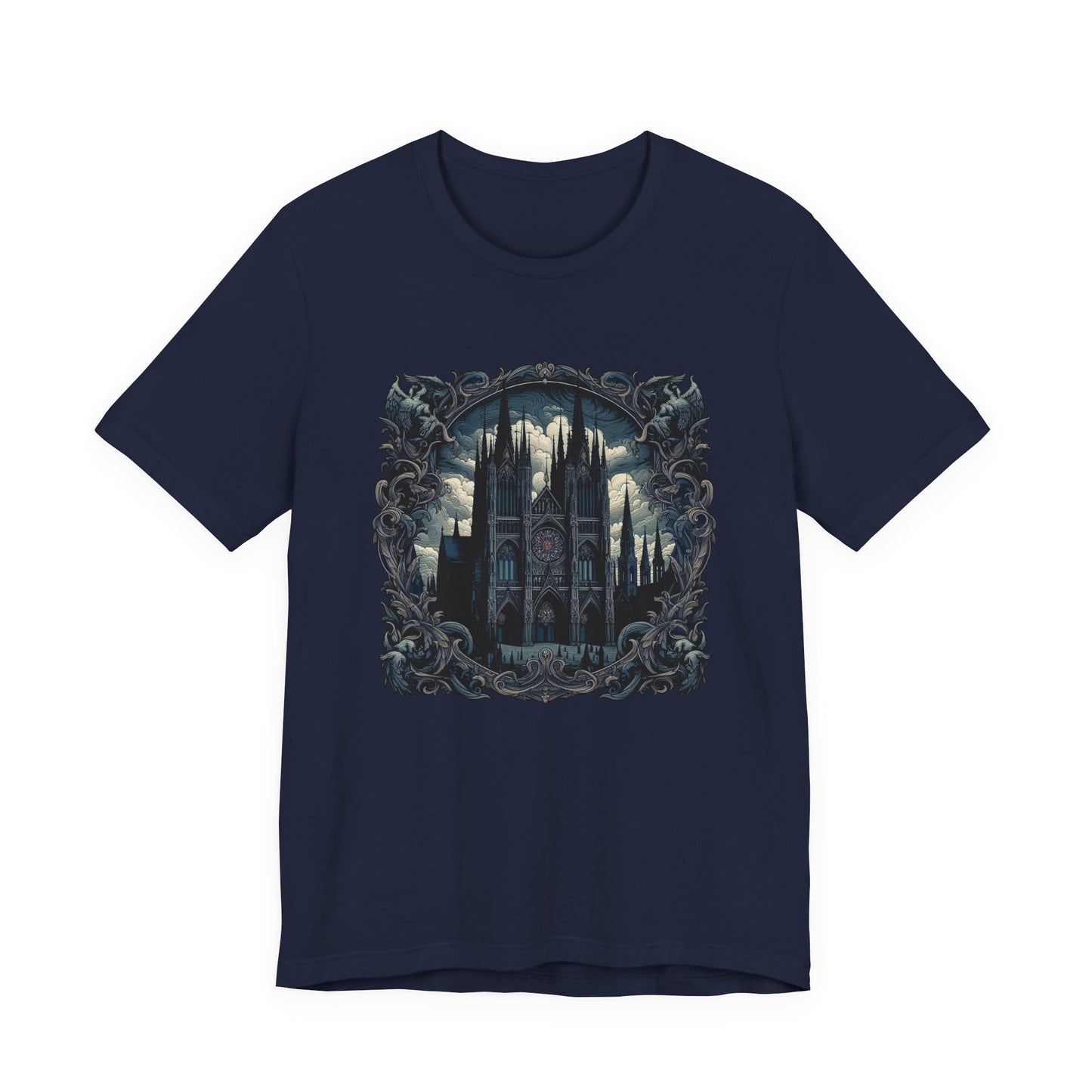 Gothic Art Revival Tshirt – Ancient Castle Reflected in Ornate Mirror