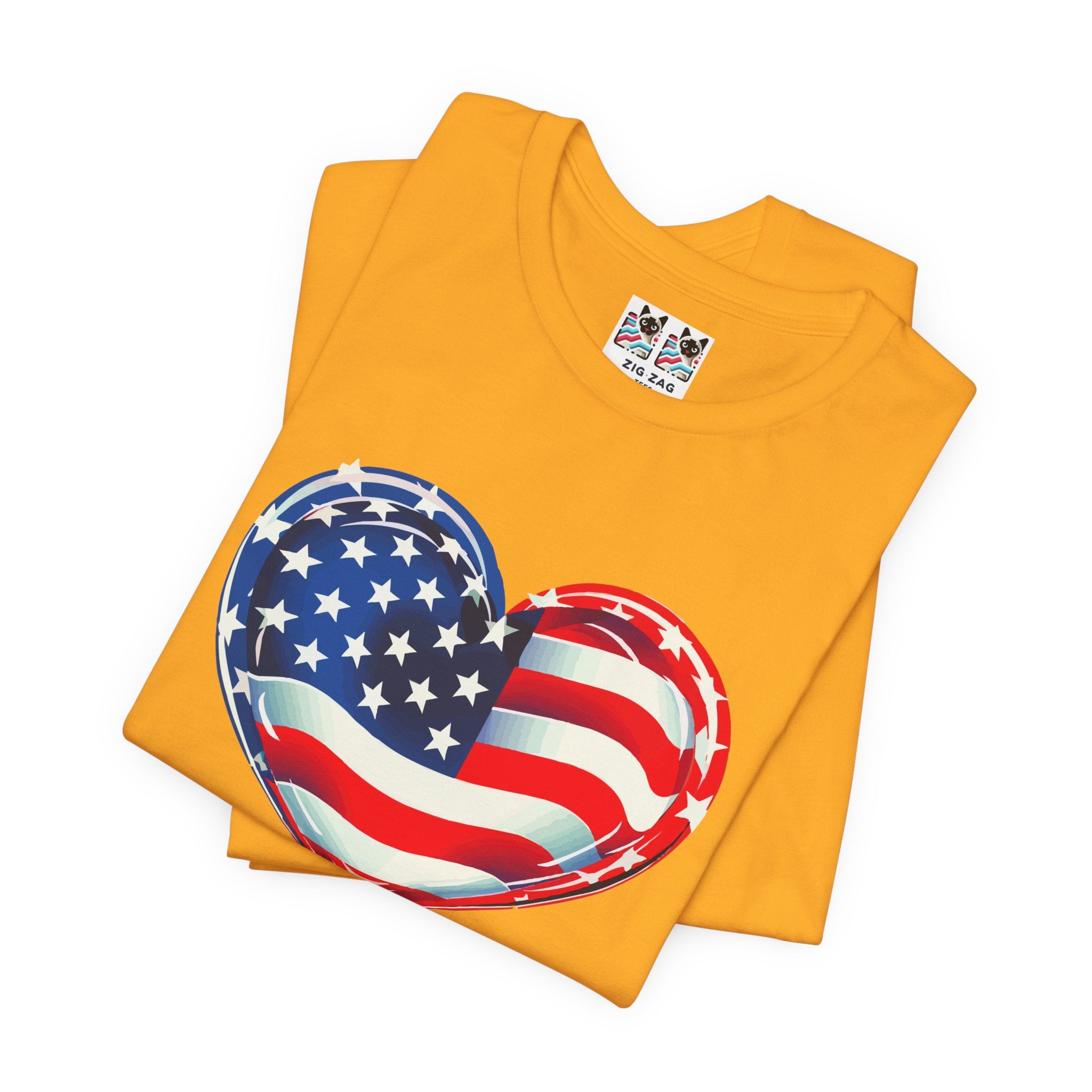 Custom T-Shirt - American Flag Heart T-Shirt – Love USA Patriotic Pride Graphic Tee