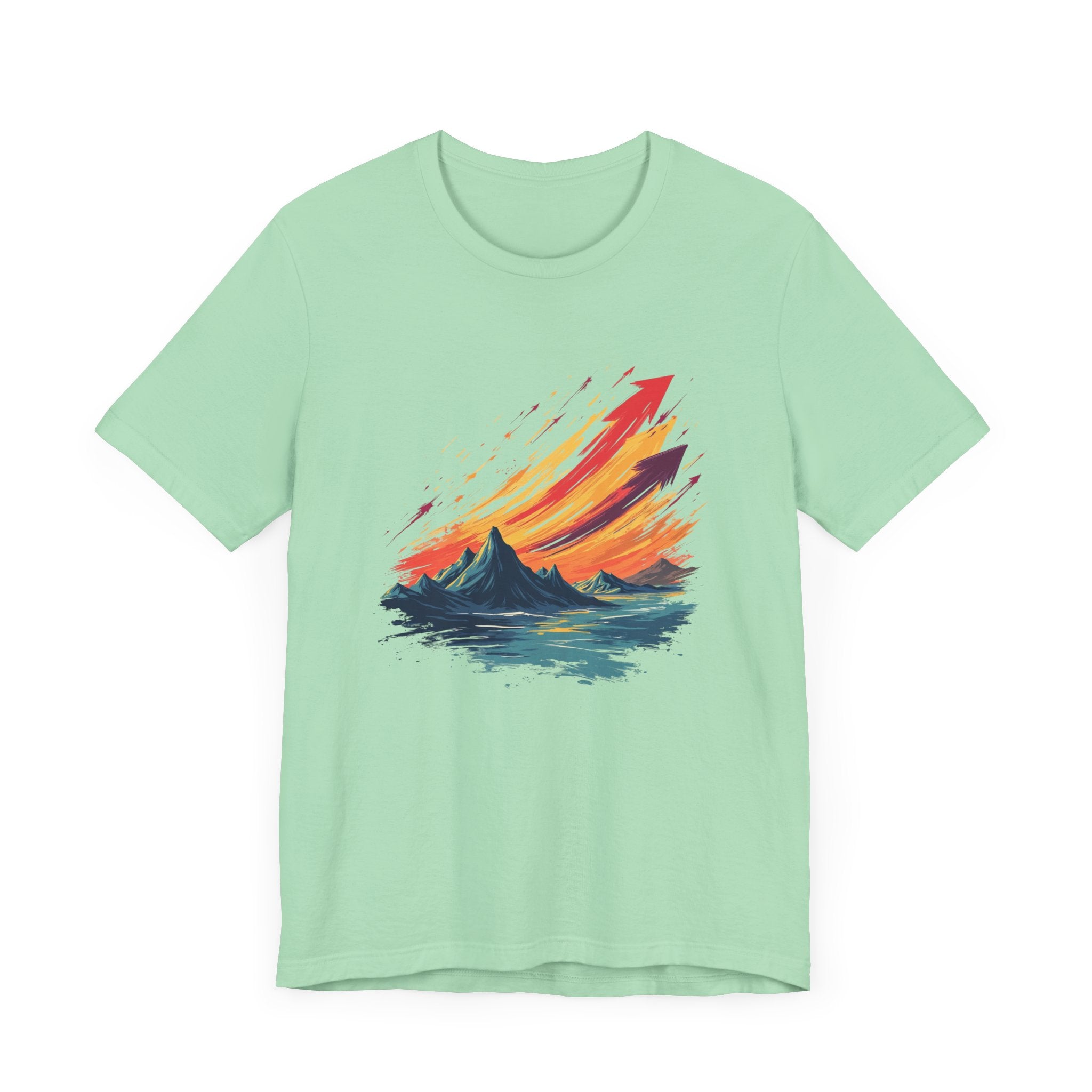 Mountain Sunset Arrows – Vibrant Sky with Upward Arrow Shapes Graphic T-Shirt
