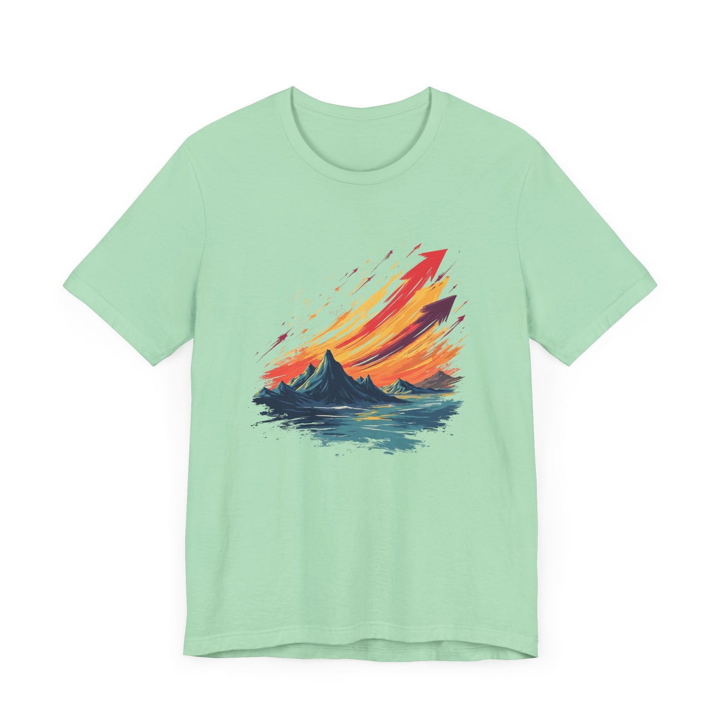 Mountain Sunset Arrows – Vibrant Sky with Upward Arrow Shapes Graphic T-Shirt
