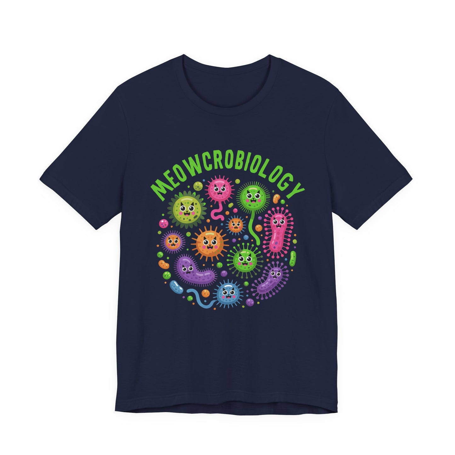 Science Biology Meowcrobiology Tshirt – Cat-Faced Microorganisms Science Pun