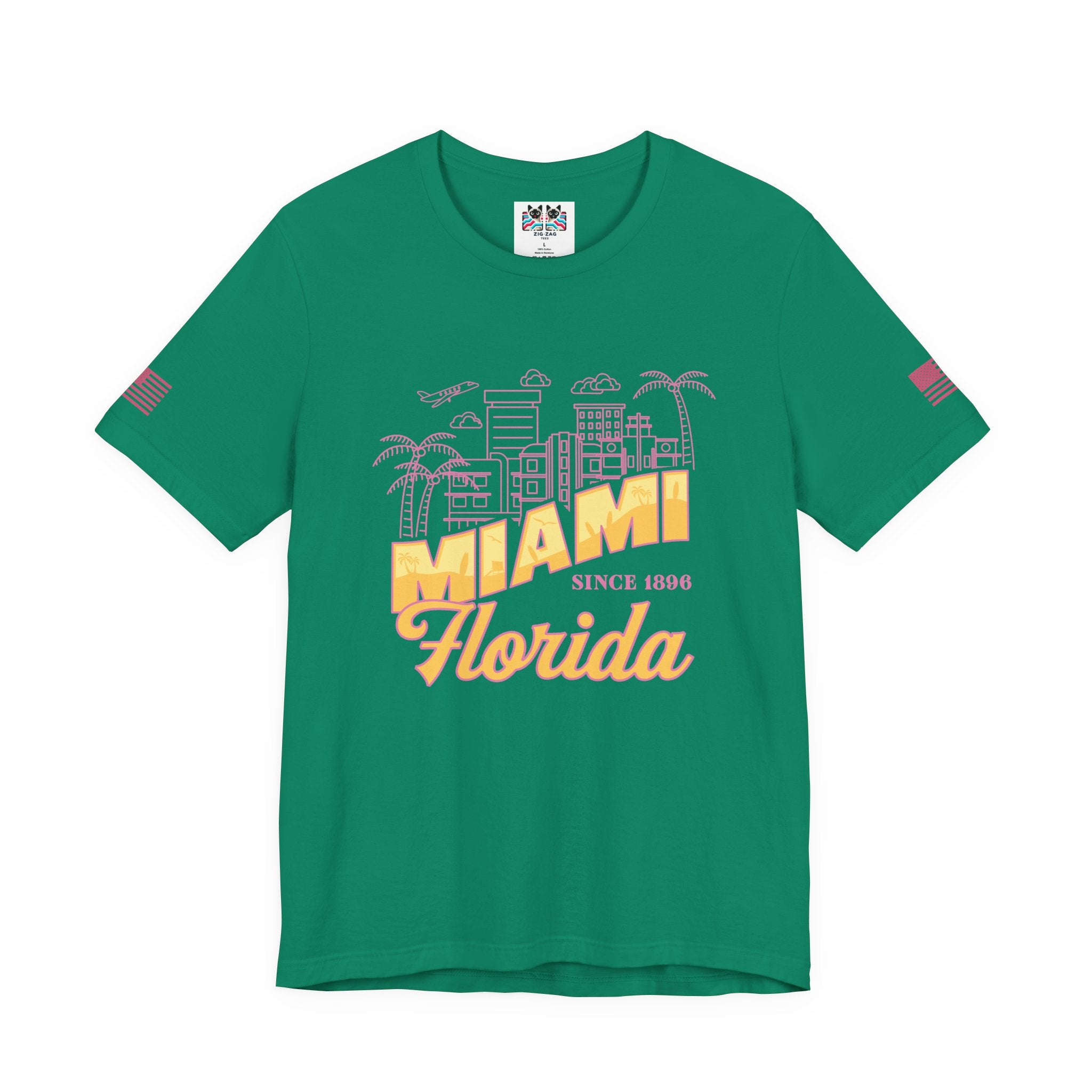 Miami Since 1896 Florida T-Shirt – Art Deco Skyline Line Art Graphic Tee