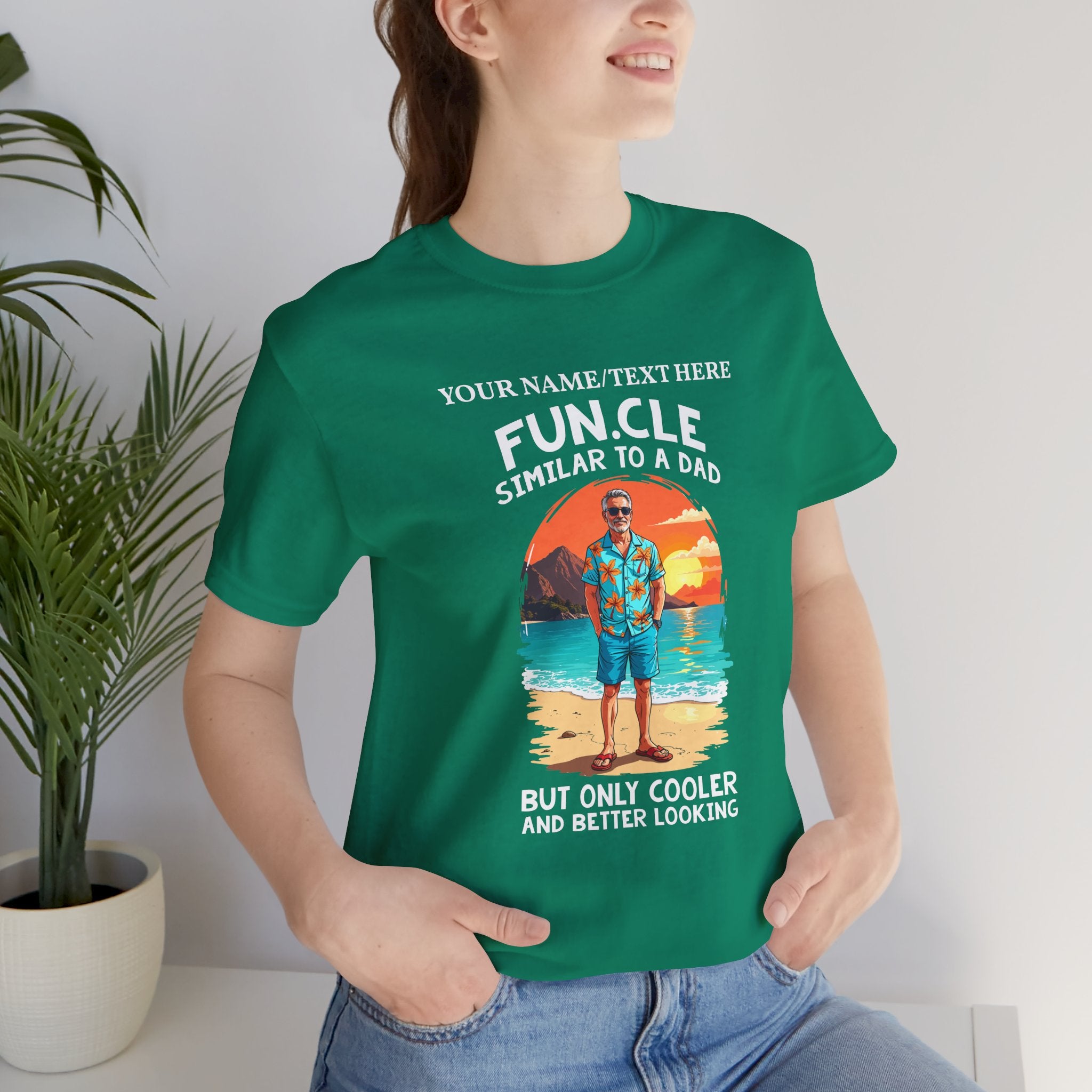 Custom T-Shirt - FUN.CLE Beach Sunset T-Shirt – Cool Uncle Beach Graphic with Funny Quote