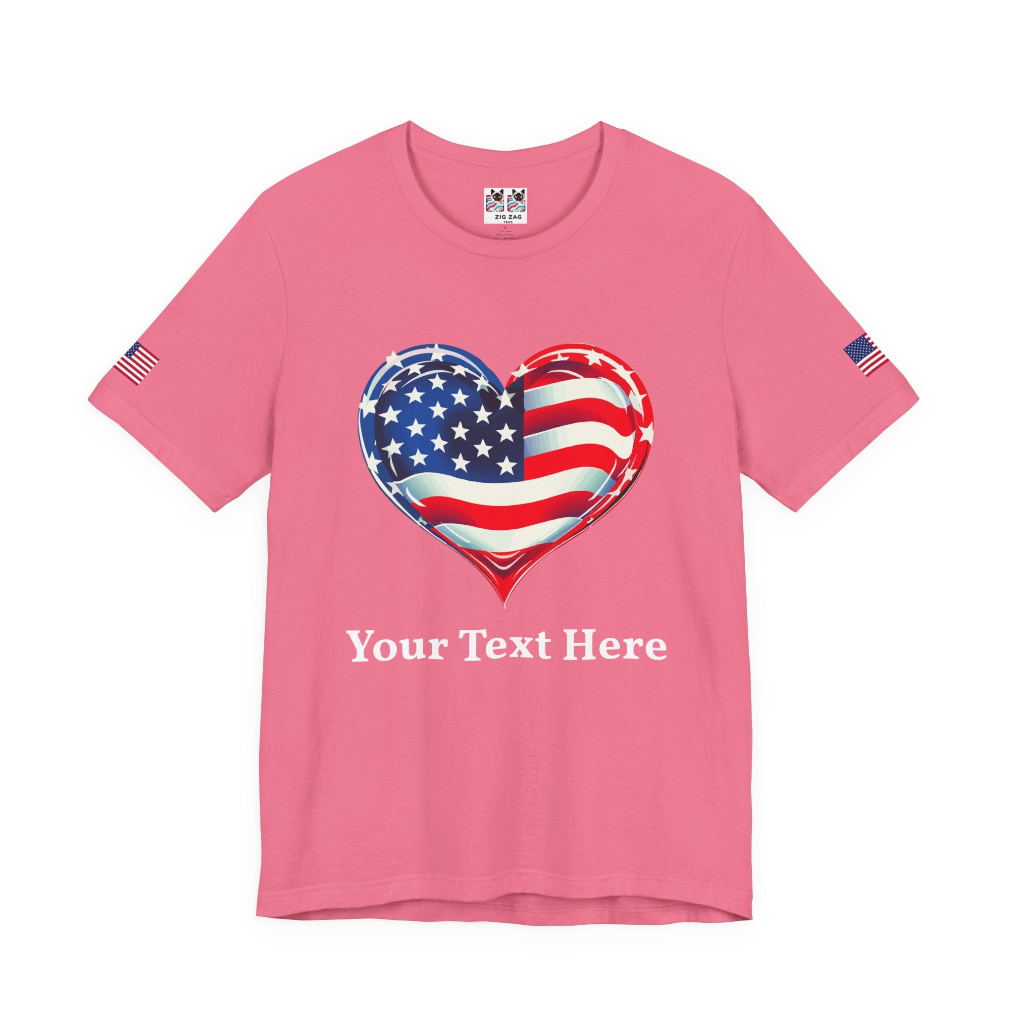 Custom T-Shirt - American Flag Heart T-Shirt – Love USA Patriotic Pride Graphic Tee