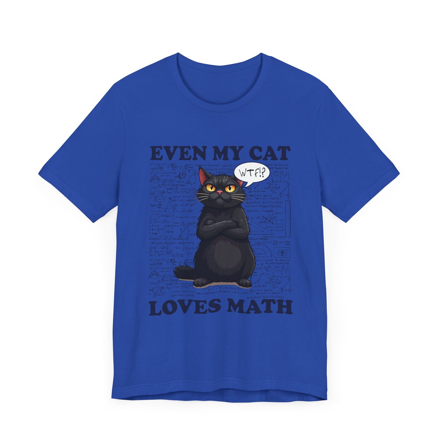 Even My Cat Loves Math T-Shirt – Funny Cat and Math Equations Graphic Tee