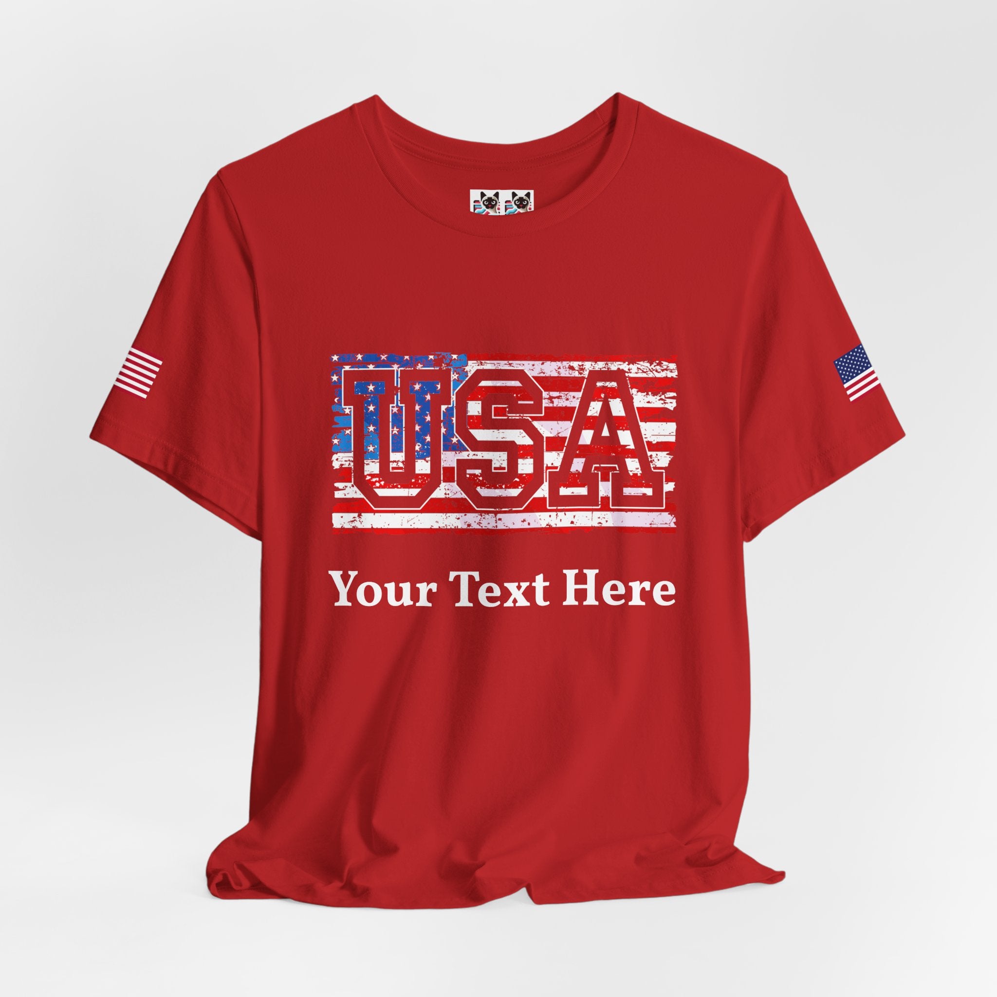 Custom T-Shirt - USA Vintage Collegiate T-Shirt – Retro American Flag Typography Graphic Tee