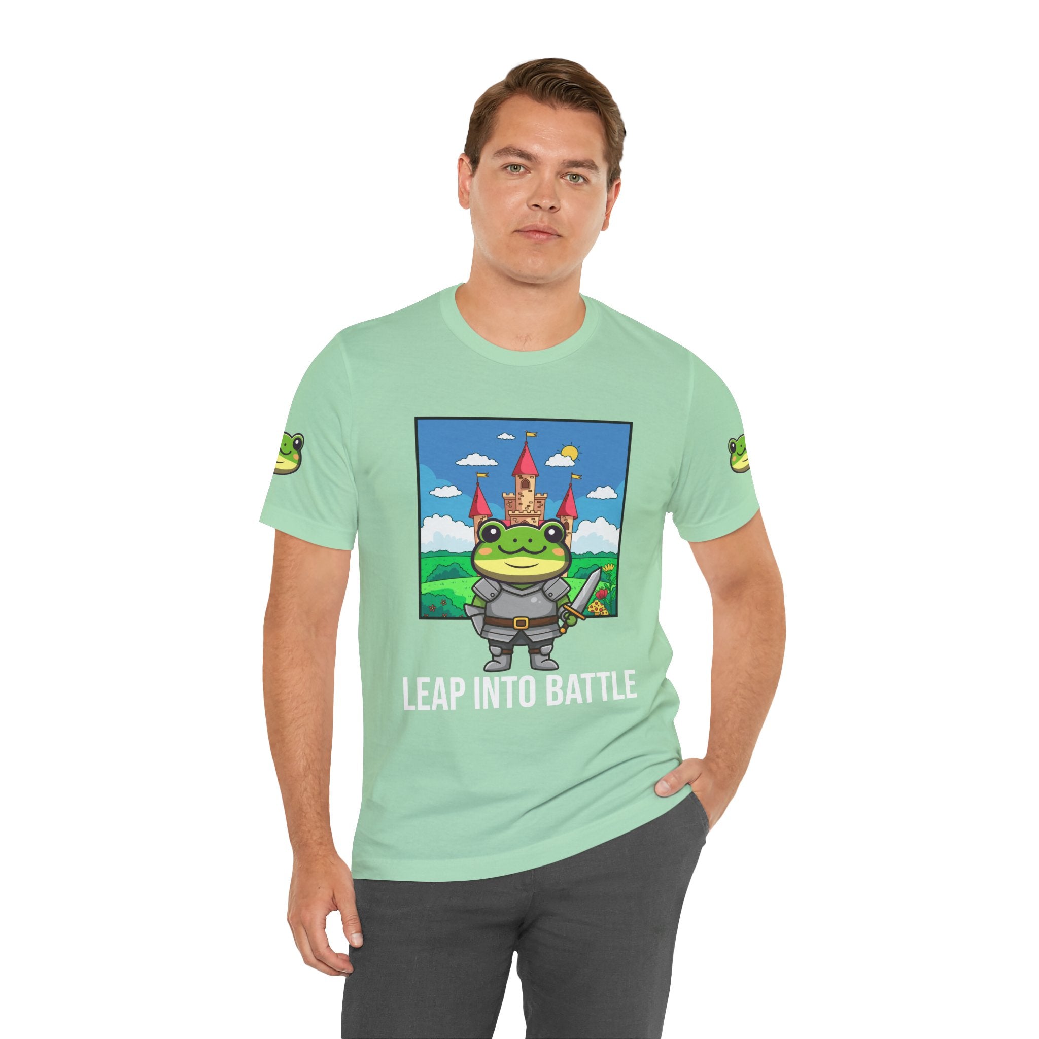 Custom T-Shirt - Knight Frog Castle T-Shirt – Cute Frog Knight Medieval Fantasy Graphic Tee