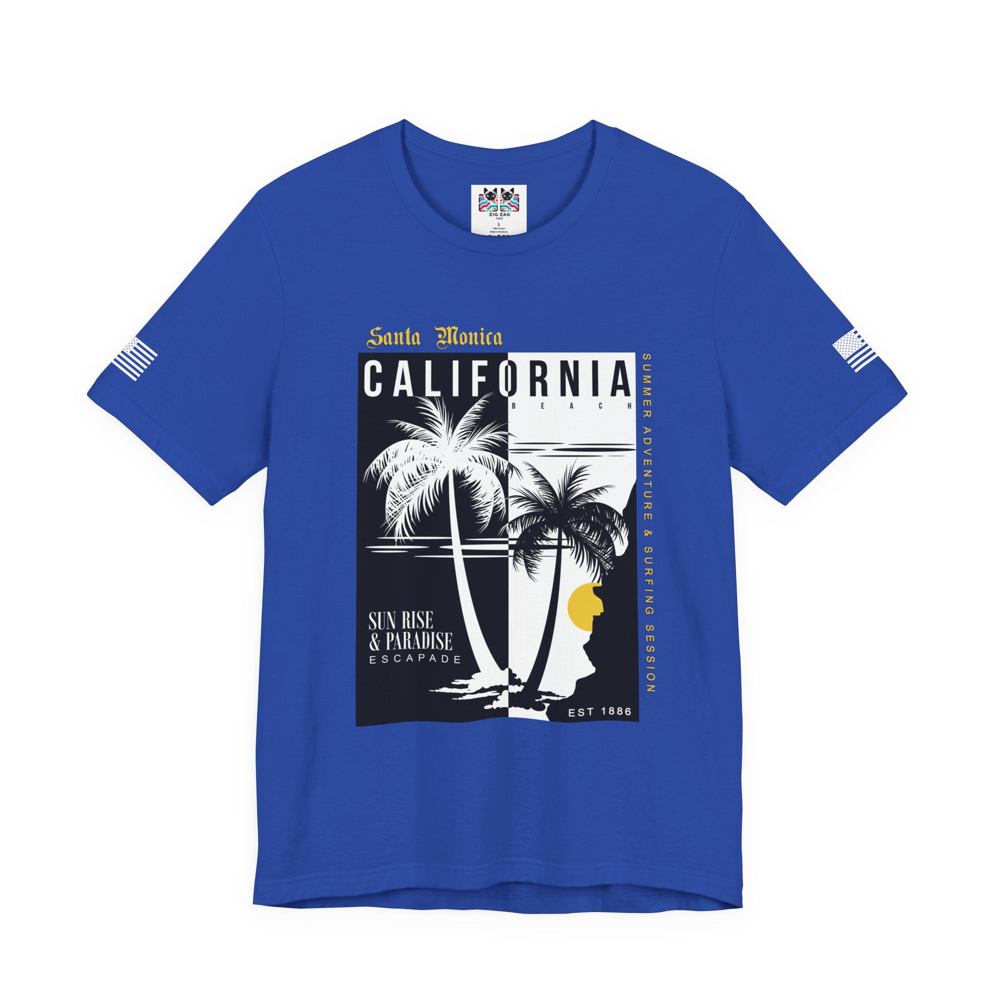 Santa Monica California Beach T-Shirt – Summer Adventure Surfing Session Sun Rise Paradise Tee