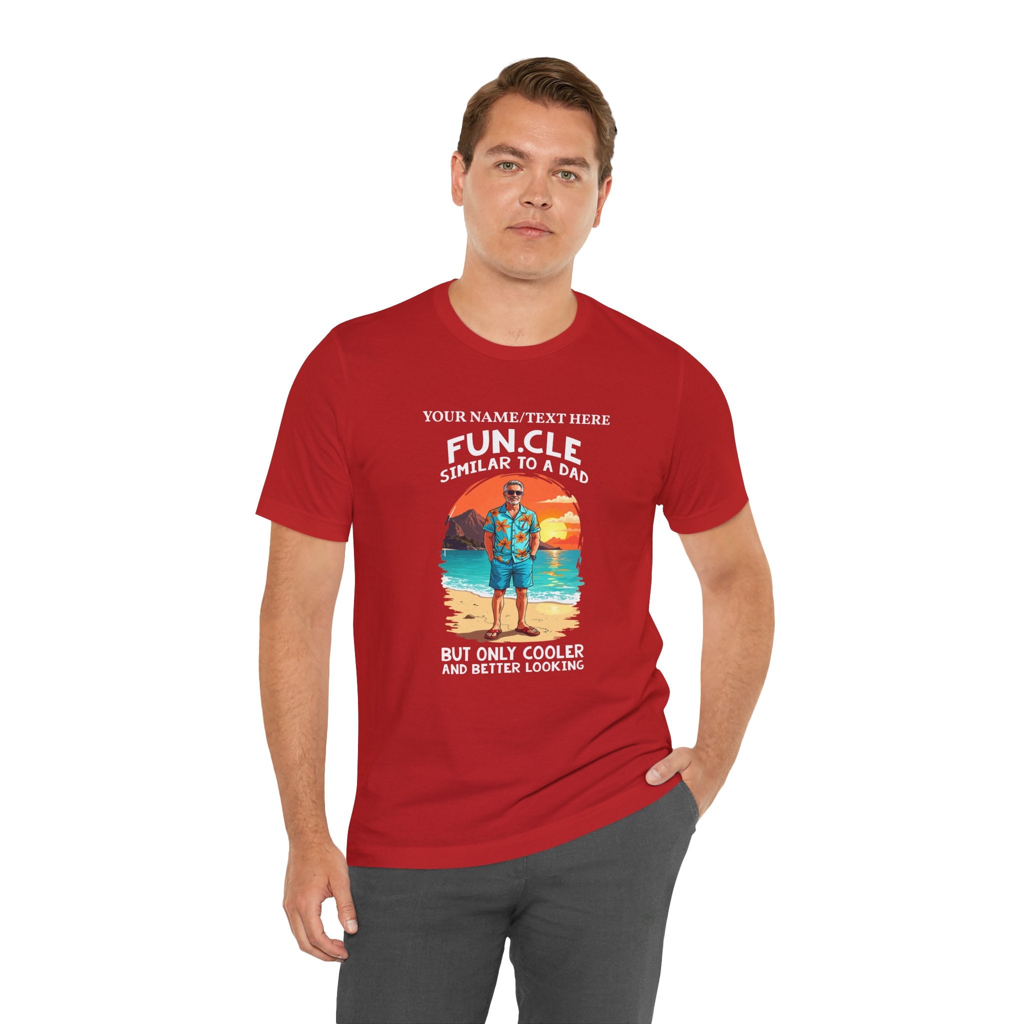 Custom T-Shirt - FUN.CLE Beach Sunset T-Shirt – Cool Uncle Beach Graphic with Funny Quote