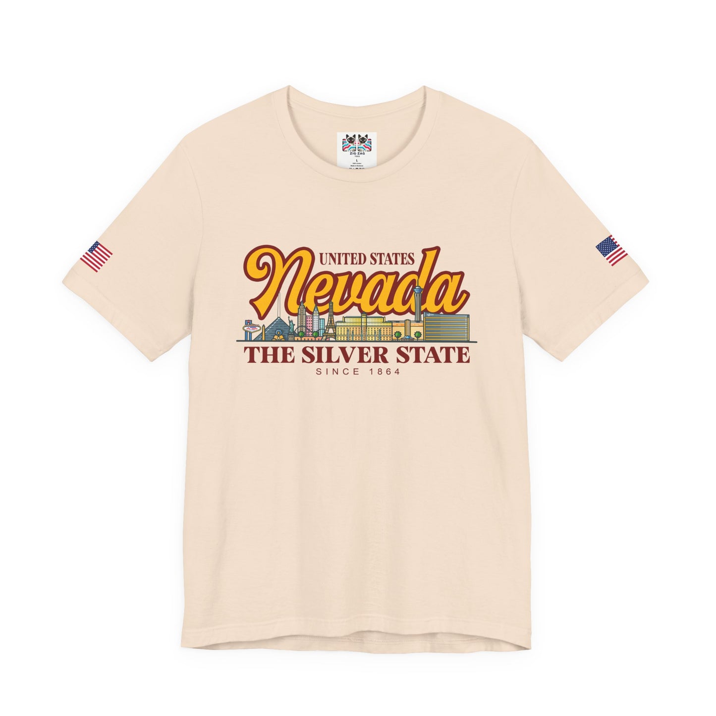 Nevada The Silver State T-Shirt - Las Vegas Skyline Pink Since 1864 USA Design