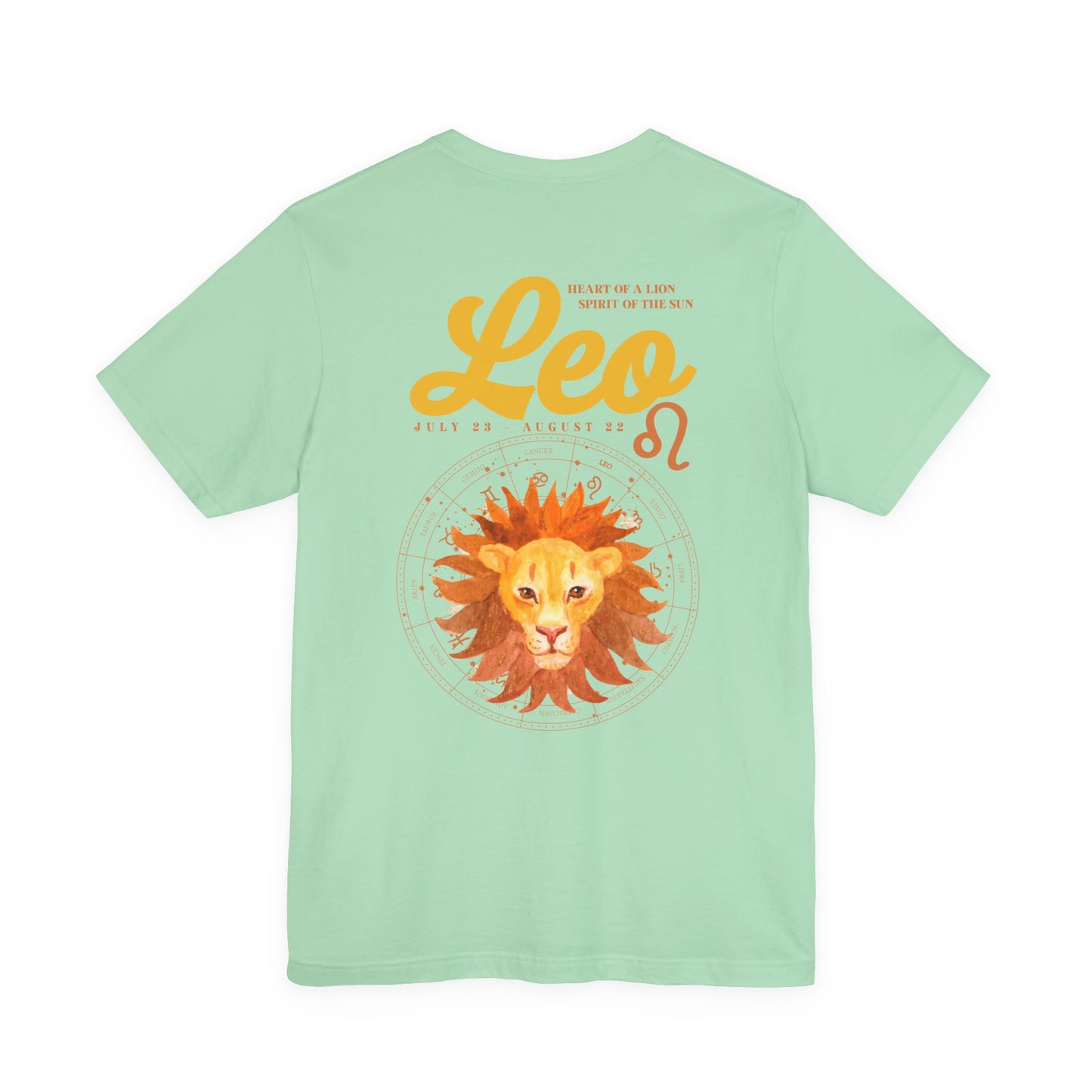 Leo Zodiac T-Shirt – Heart of the Lion, Spirit of the Sun Astrological wheel