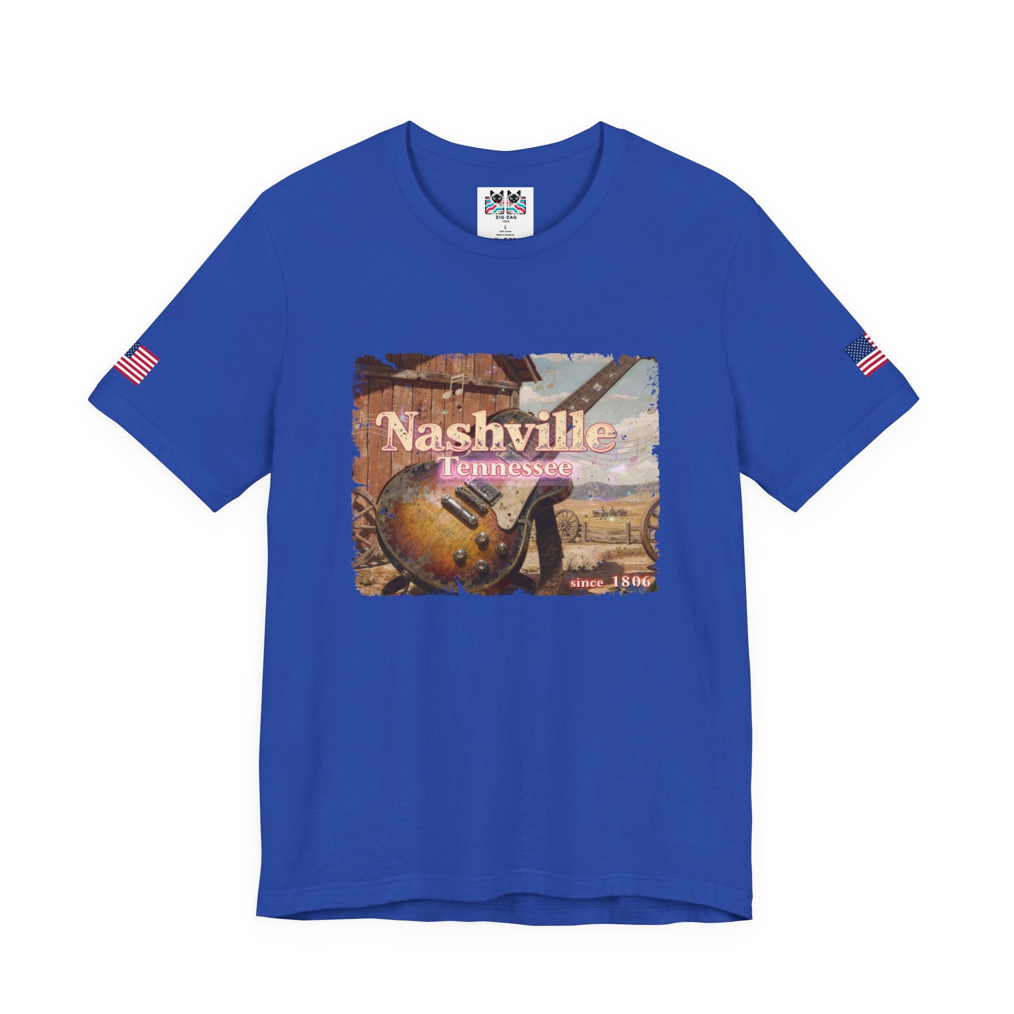 Nashville Tennessee Since 1806 T-Shirt – Distressed Vintage Electric Guitar Western Scene Graphic Tee