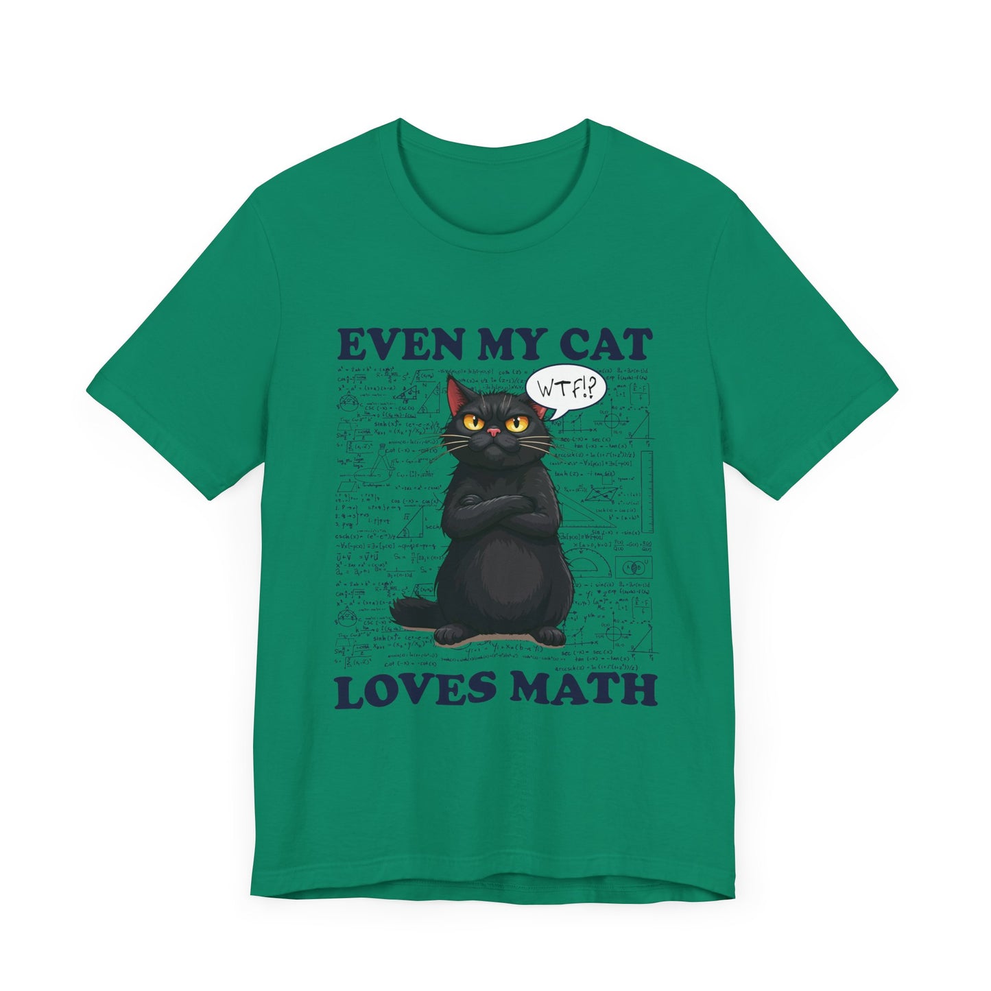 Even My Cat Loves Math T-Shirt – Funny Cat and Math Equations Graphic Tee