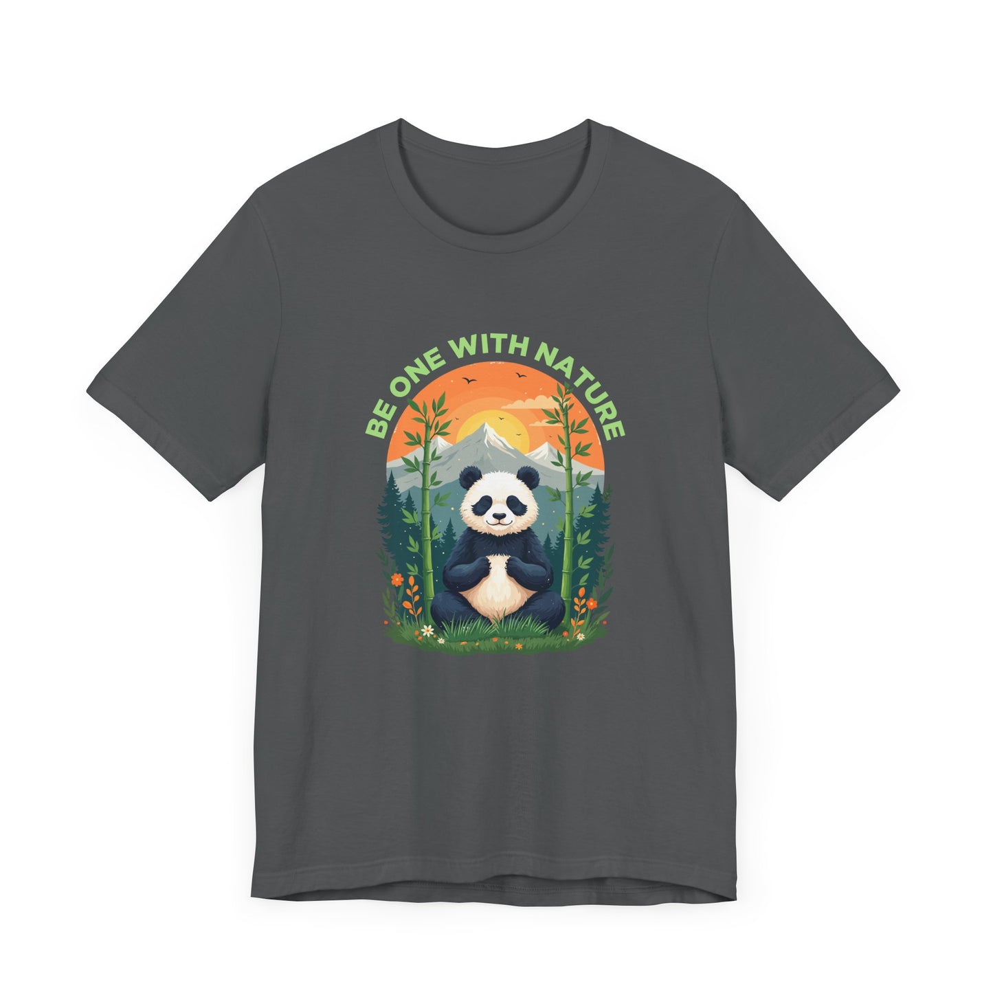 Be One with Nature – Calm Panda in Sunset Meadow Graphic T-Shirt