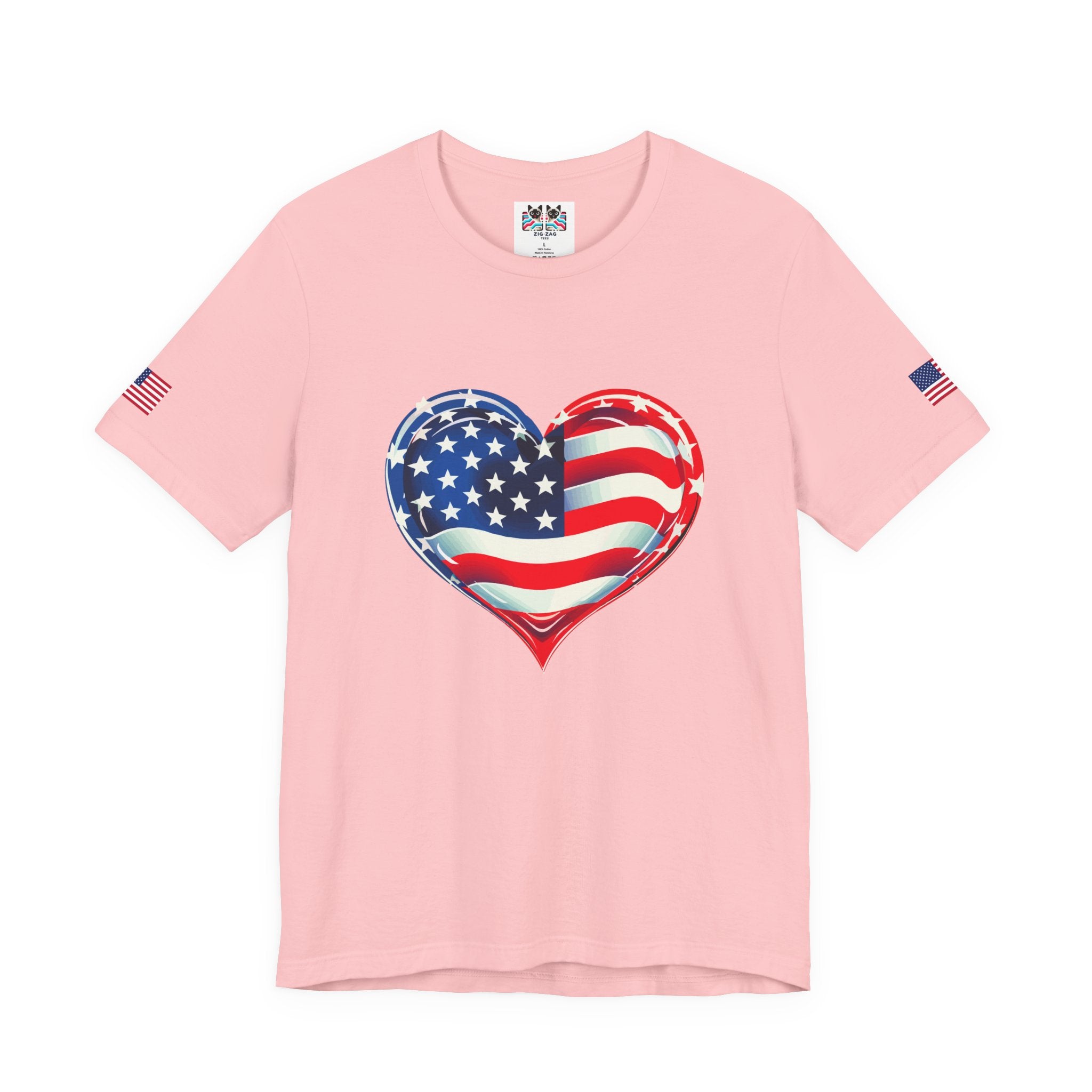 American Flag Heart T-Shirt – Love USA Patriotic Pride Graphic Tee
