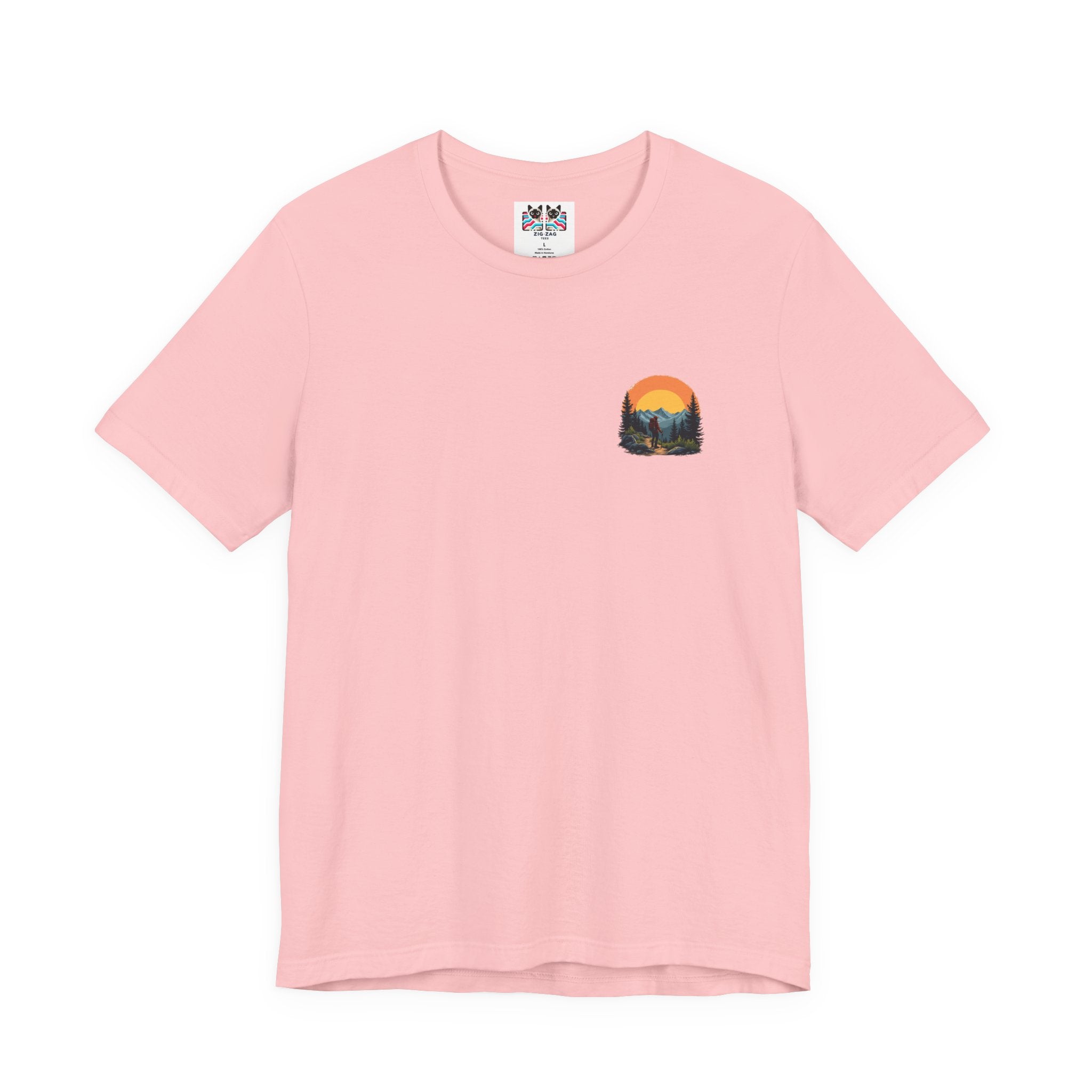 Adventure Seeker Nature Lover T-Shirt – Hiker on Mountain Edge Graphic