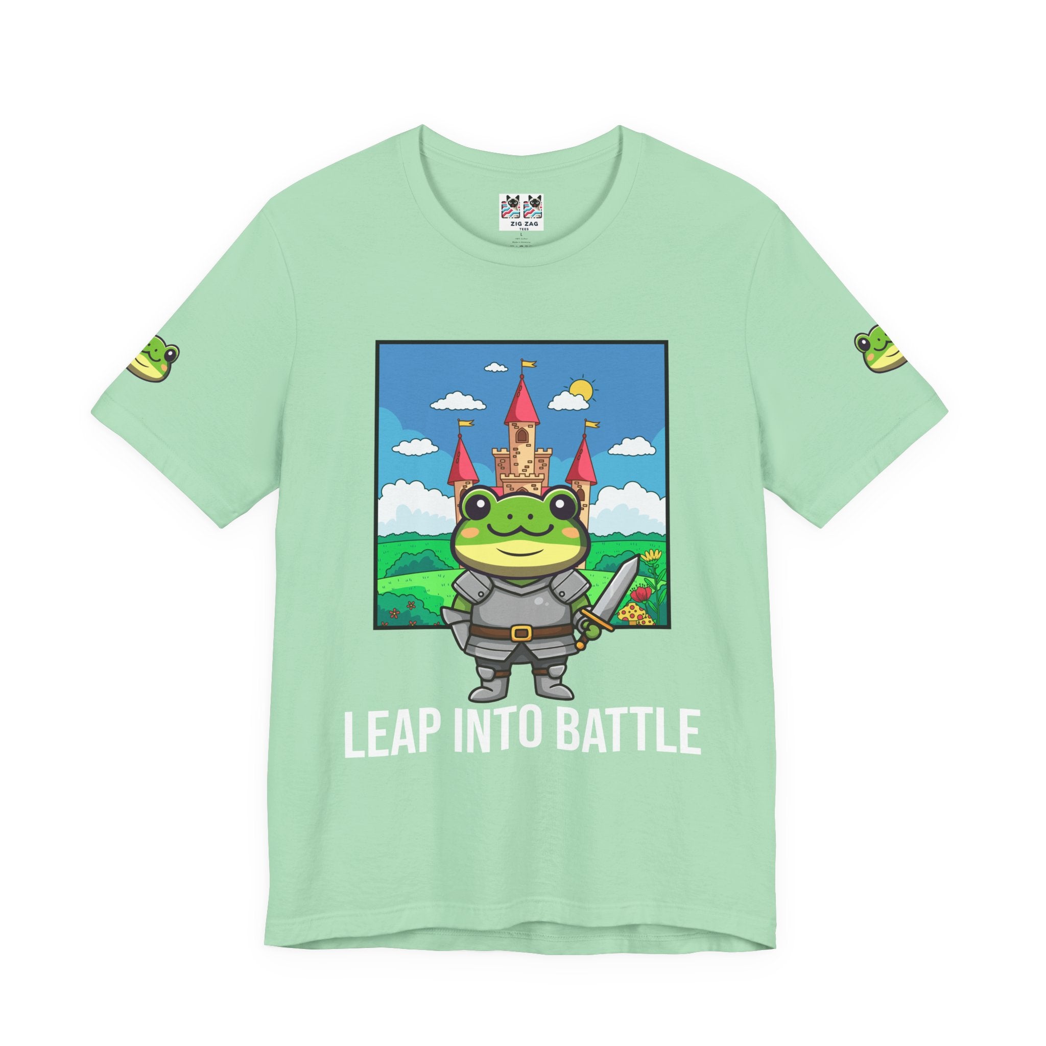 Custom T-Shirt - Knight Frog Castle T-Shirt – Cute Frog Knight Medieval Fantasy Graphic Tee