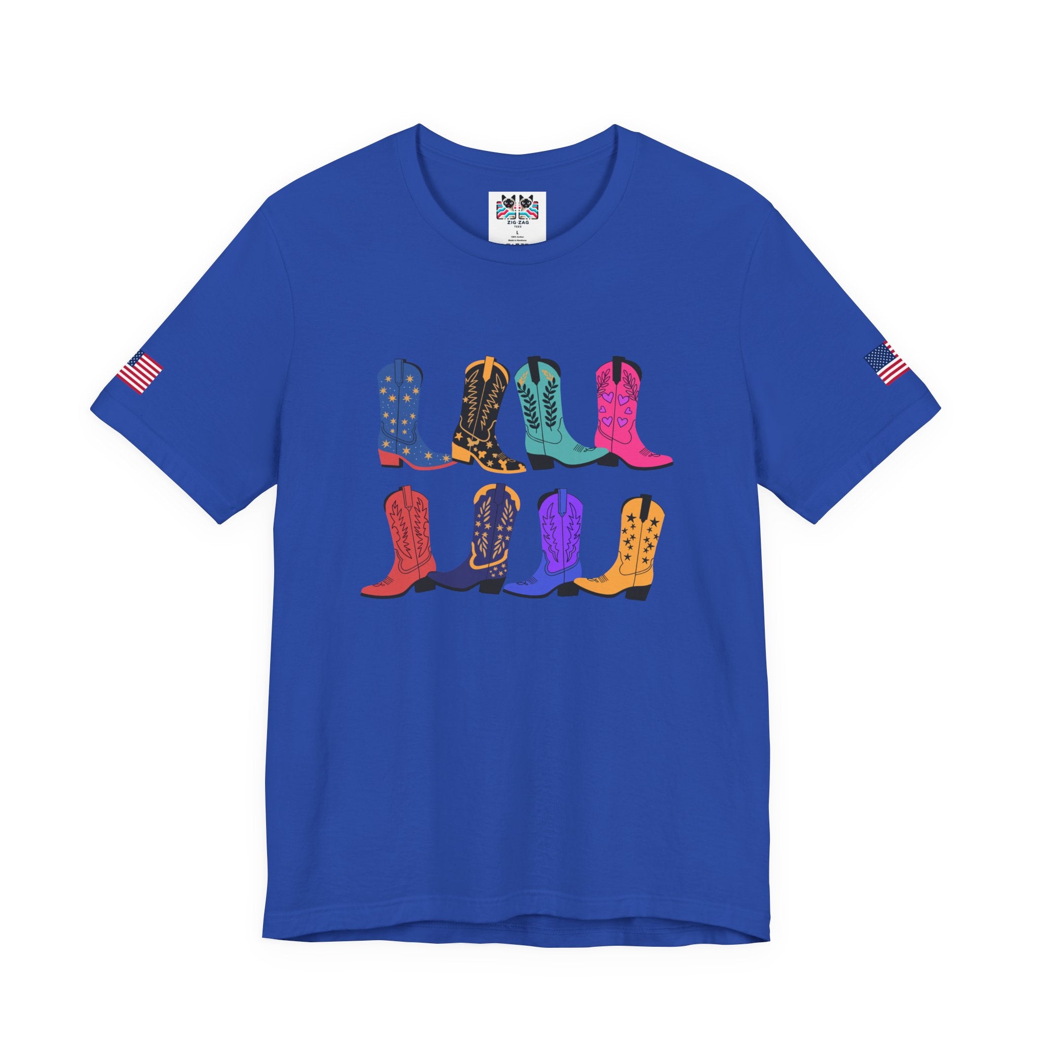 Cowboy Boots T-Shirt – Colorful Boots Collection Grid Graphic Tee