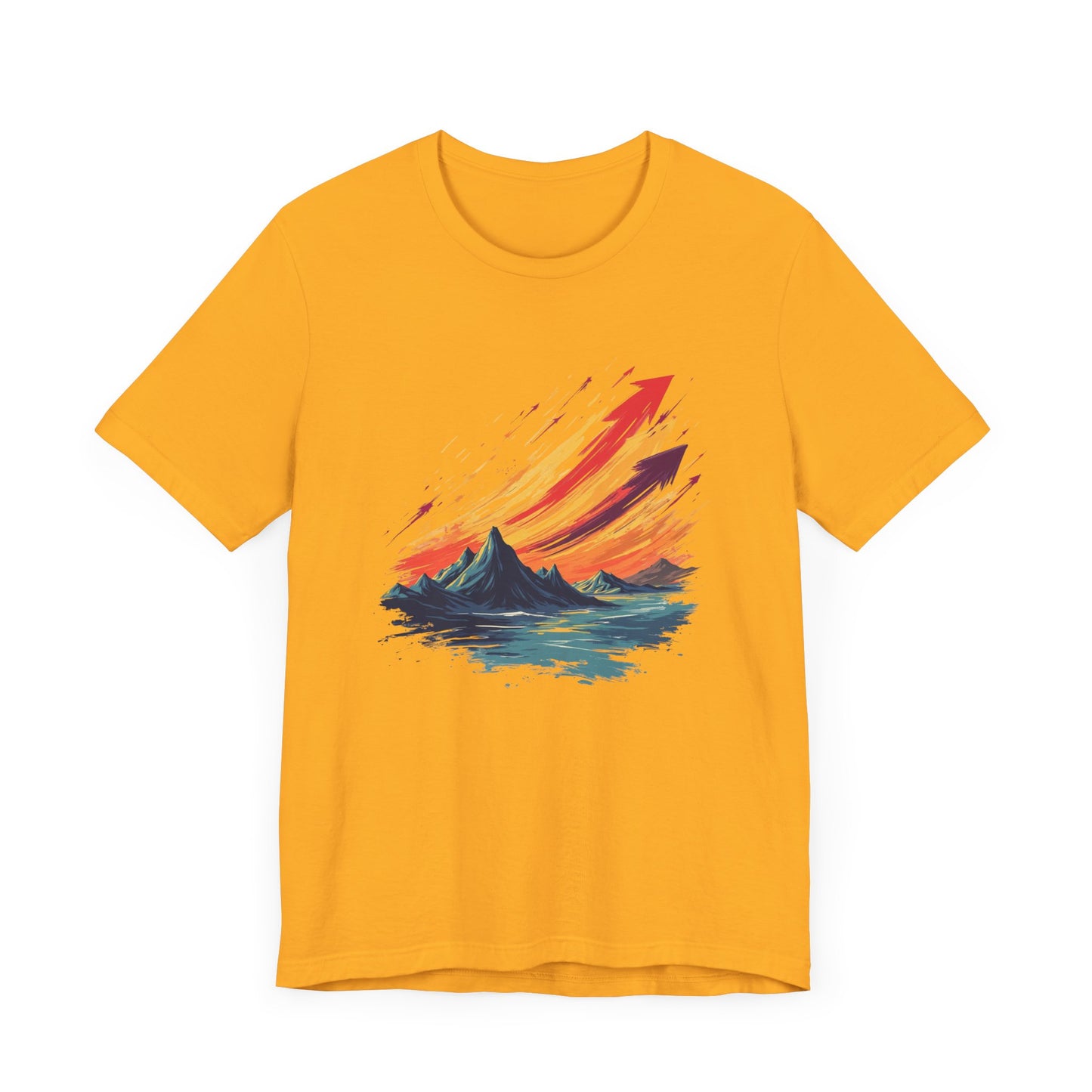 Mountain Sunset Arrows – Vibrant Sky with Upward Arrow Shapes Graphic T-Shirt