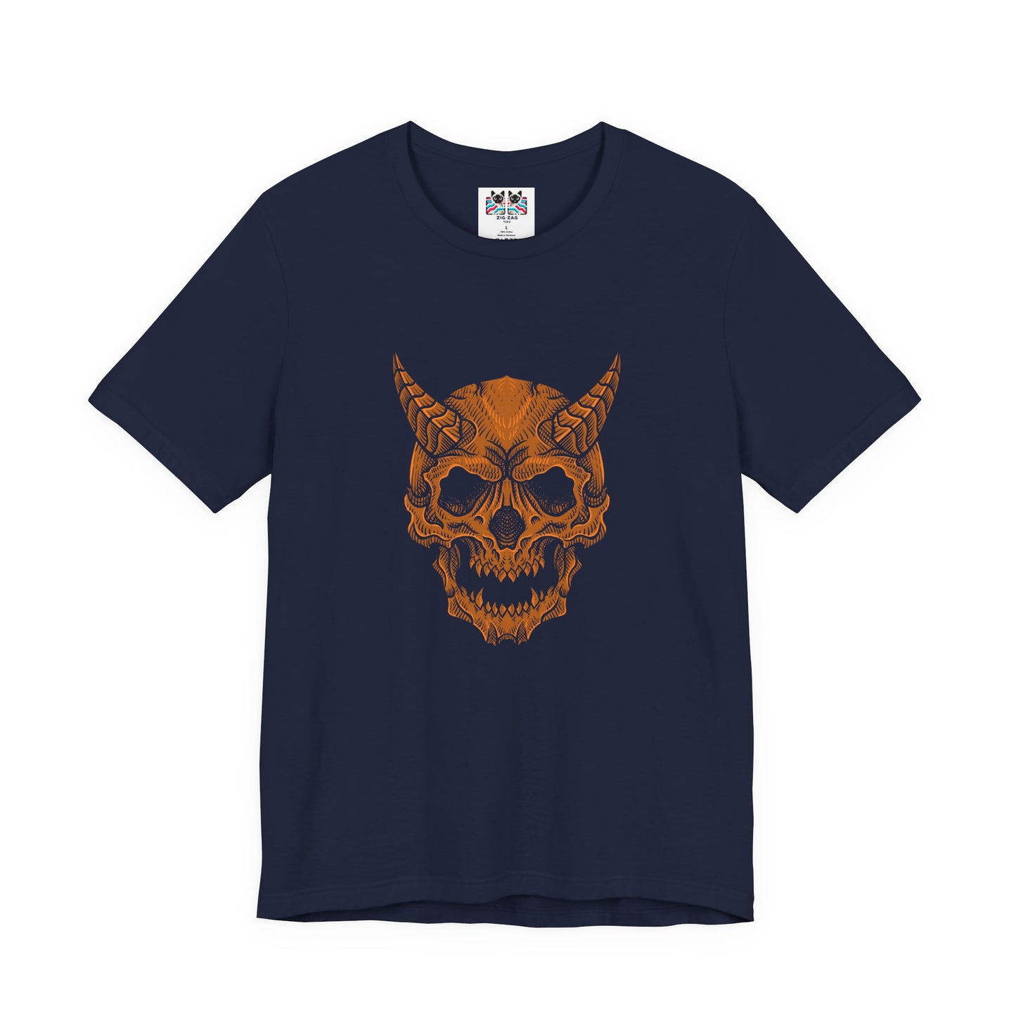 Horned Demon Skull Ornamental Horror T-Shirt