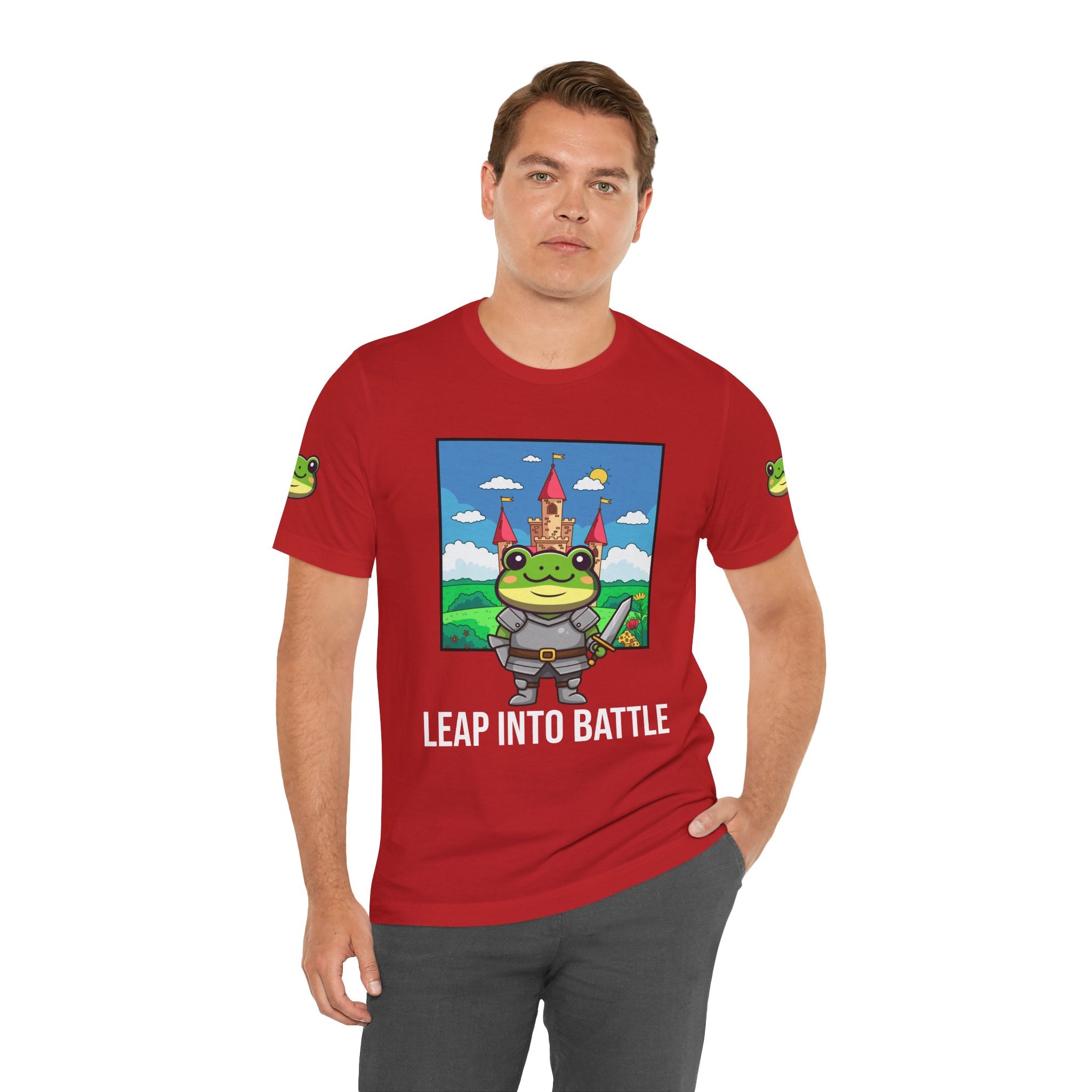 Custom T-Shirt - Knight Frog Castle T-Shirt – Cute Frog Knight Medieval Fantasy Graphic Tee