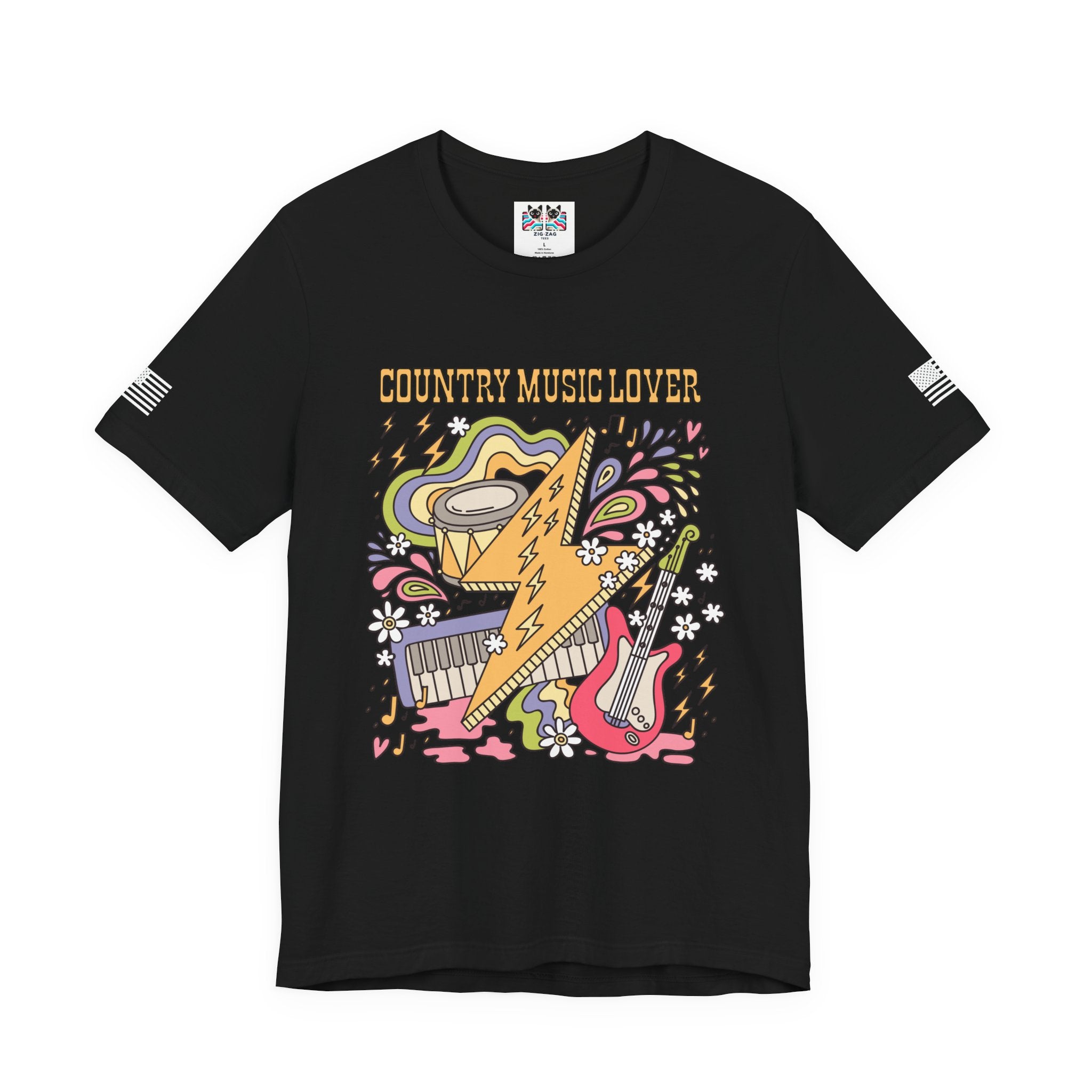Country Music Lover T-Shirt – Retro Groovy Instruments Graphic Tee