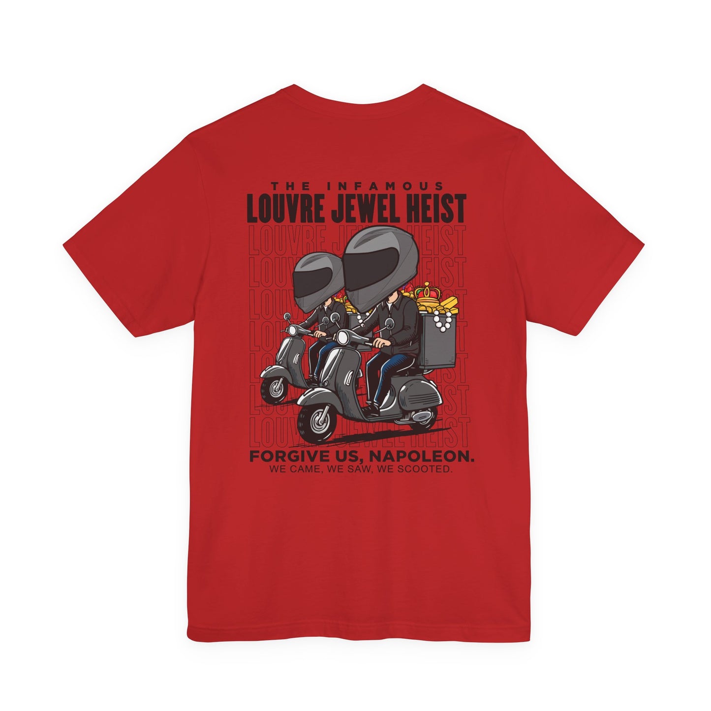 The 7 Minutes Louvre Jewel Heist – Napoleon’s Paris Getaway Tee [Black Text]