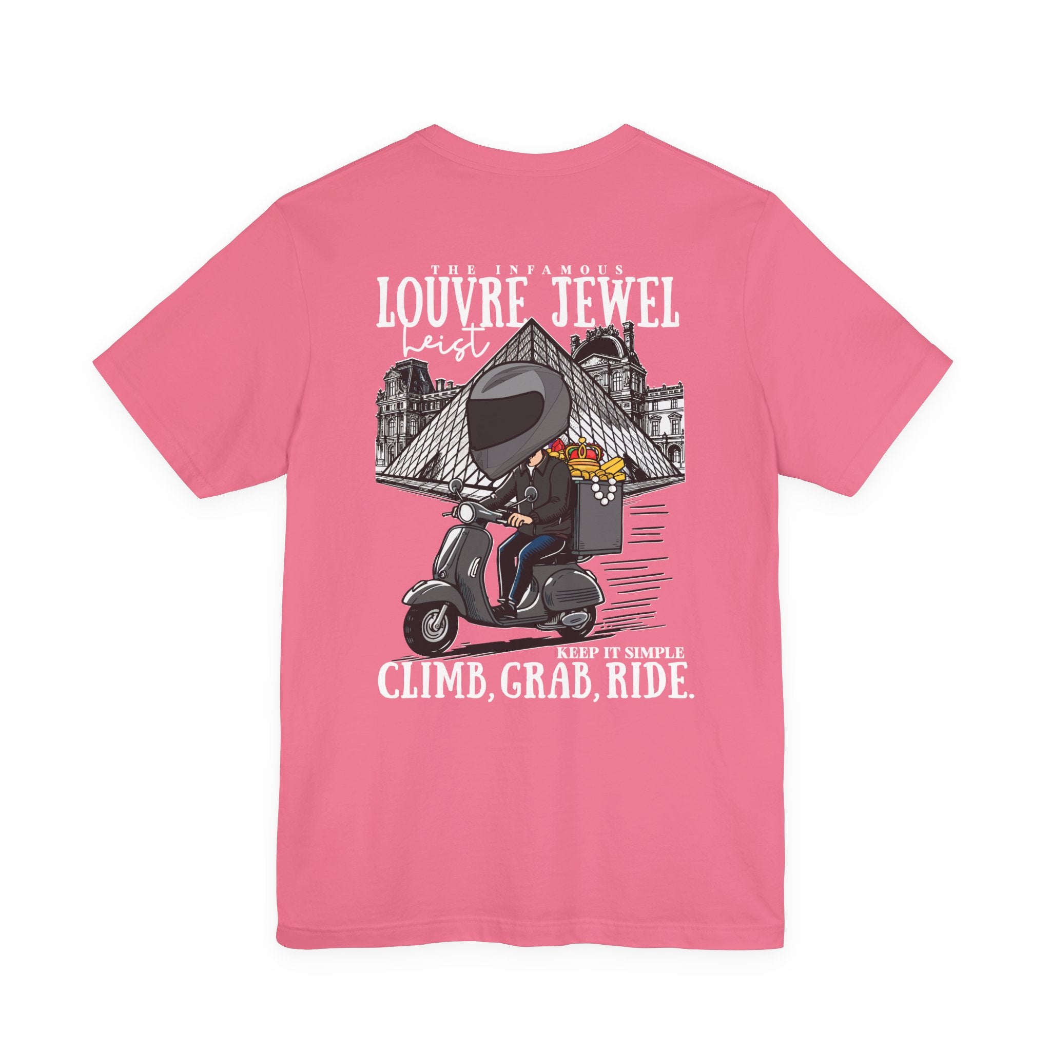 The Louvre Jewel Heist – Paris Heist Humor [White Text] T-Shirt