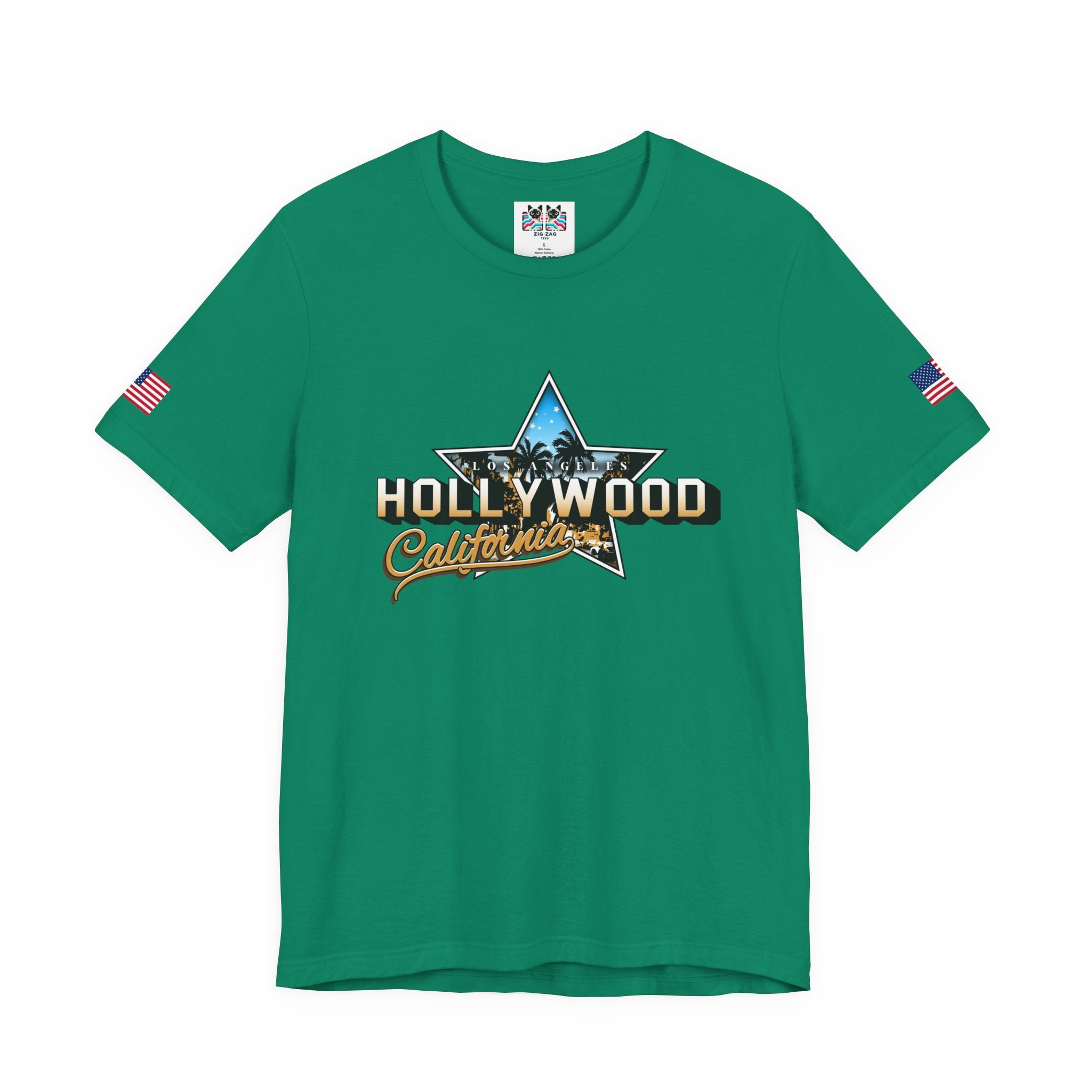 Los Angeles Hollywood California T-Shirt – Star Graphic Palm Tree Night Scene Tee