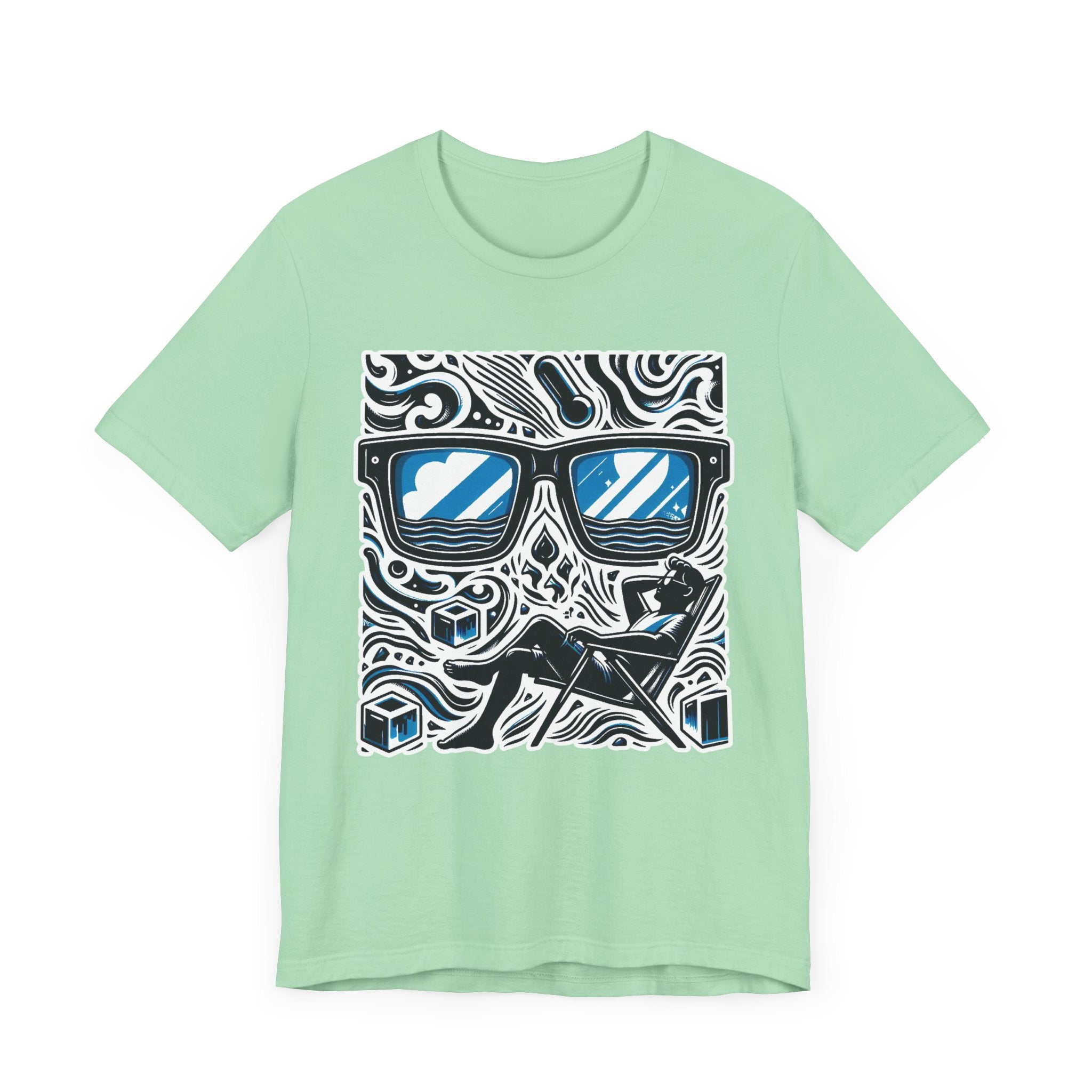 Abstract Relaxation | Man in Chair with Sunglasses Graphic T-Shirt