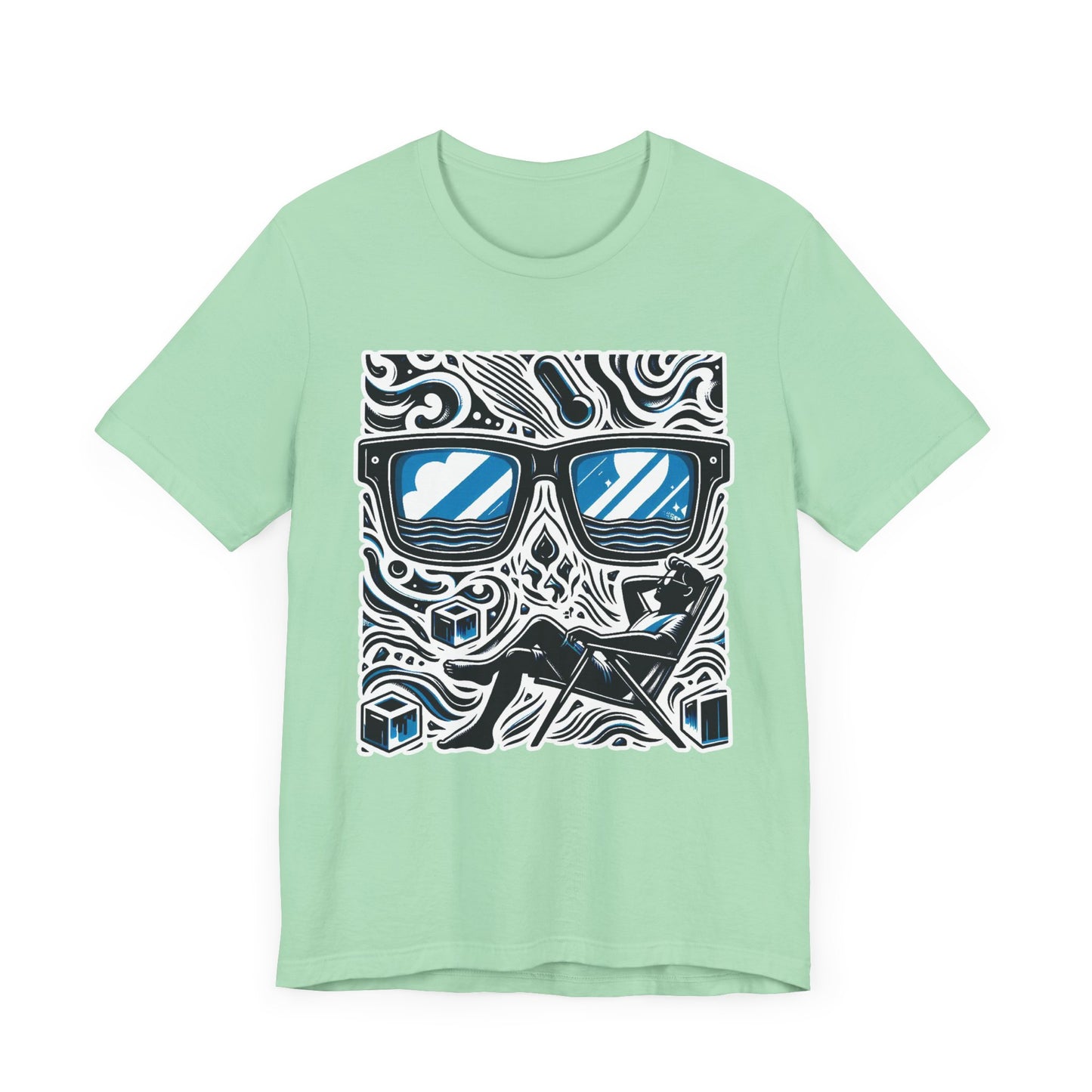 Abstract Relaxation | Man in Chair with Sunglasses Graphic T-Shirt