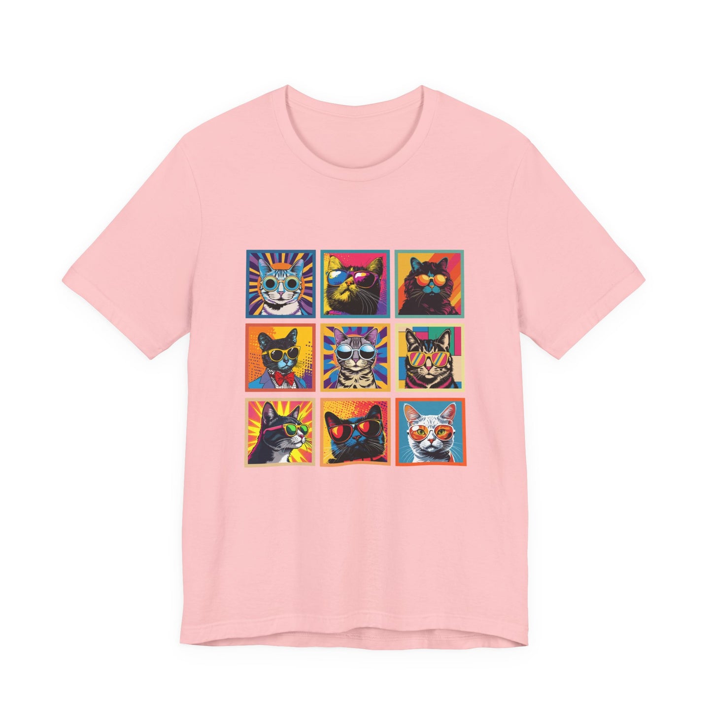 Cool Cats Pop Art Sunglasses Tshirt – Nine Retro Kitty Squares