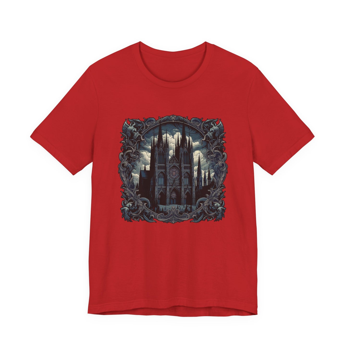 Gothic Art Revival Tshirt – Ancient Castle Reflected in Ornate Mirror