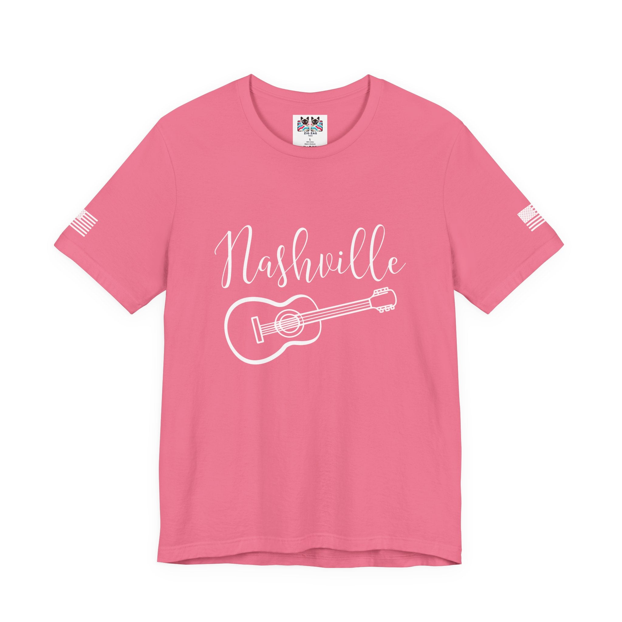 Nashville T-Shirt – Elegant Script with Acoustic Guitar Graphic Tee