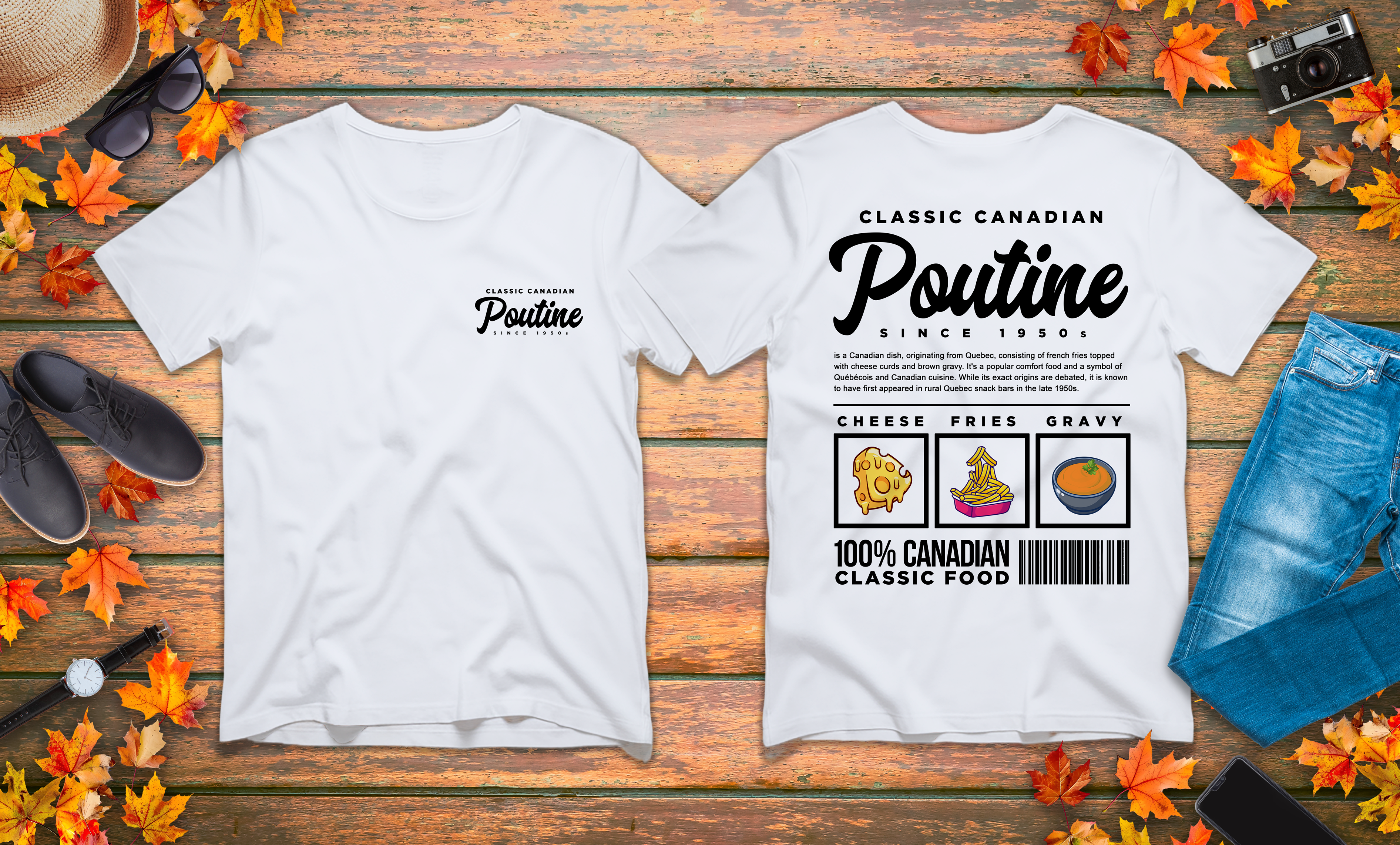 Classic Canadian Poutine T-Shirt – Featuring Traditional Ingredients & Origin Story
