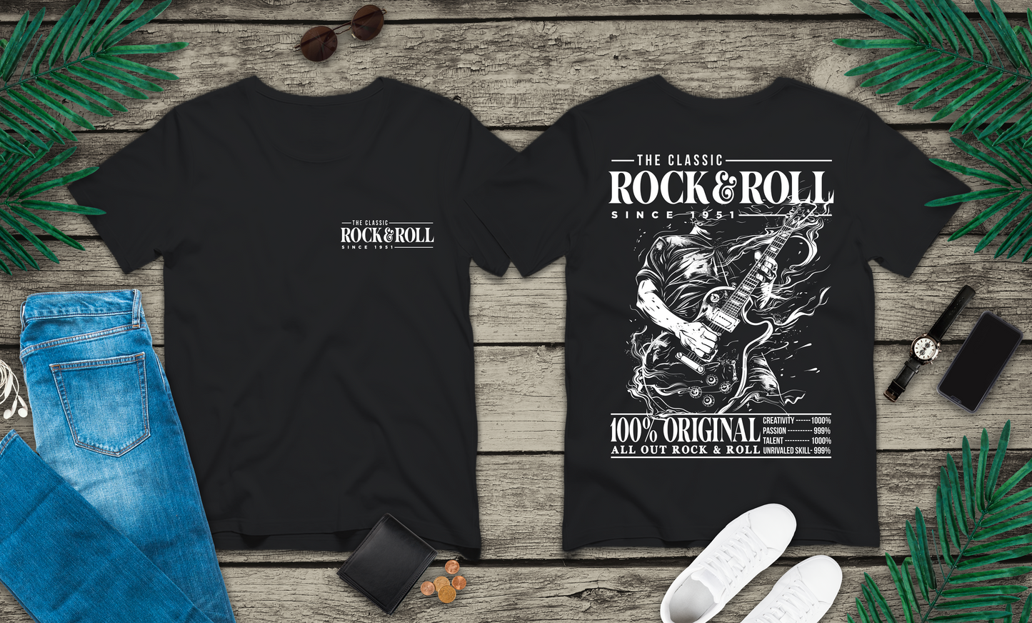 ROCK-N-ROLL Fast Hard – Cat Guitarist Tee