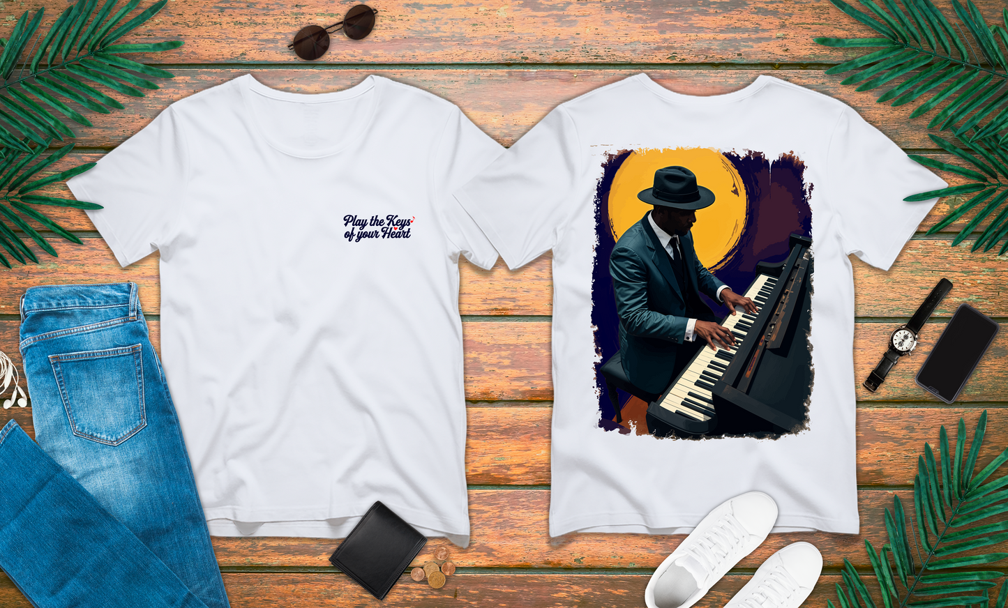 Grand Piano Keys of the Heart T-Shirt – Musician Artistic Graphic