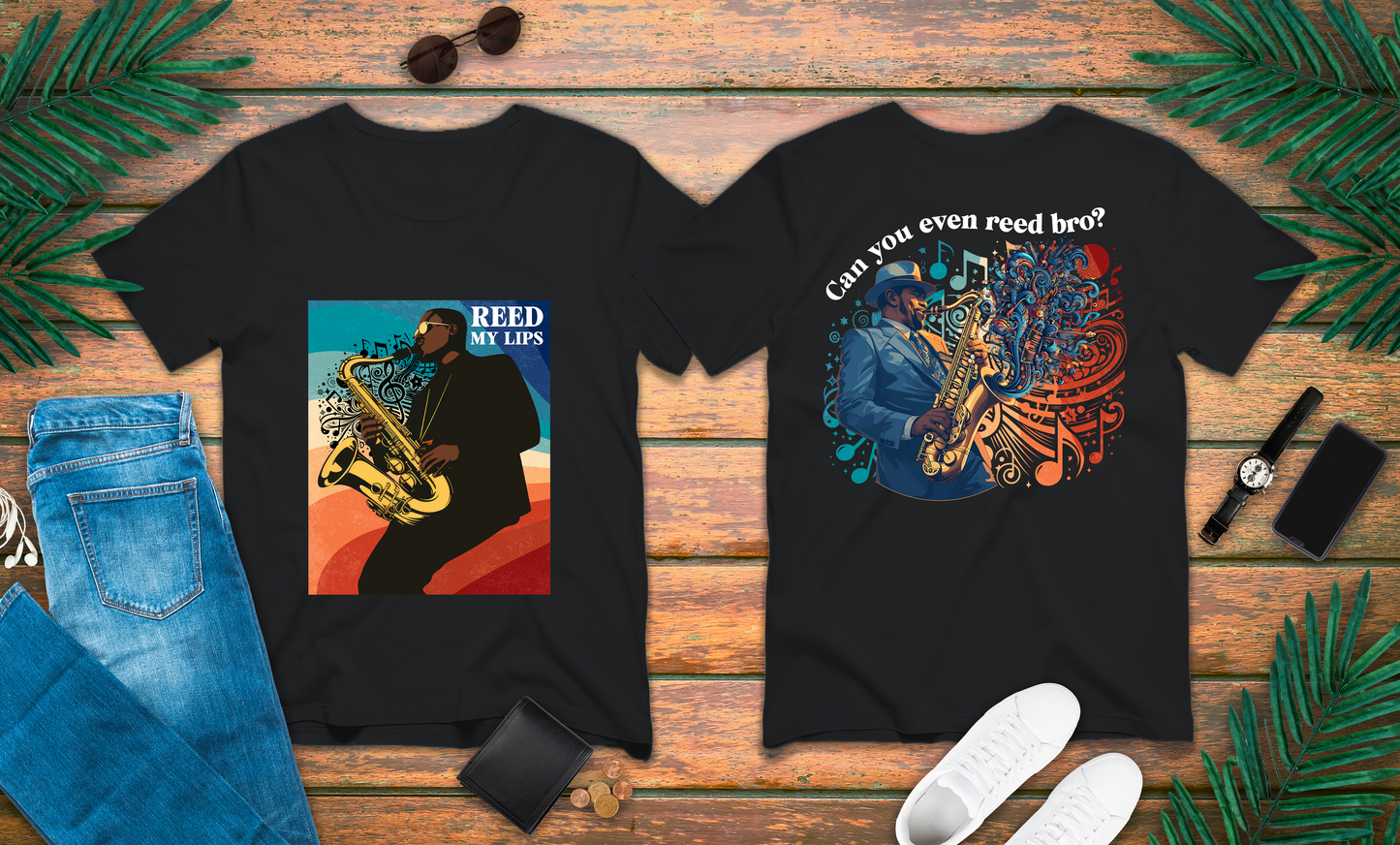 Reed My Lips Saxophone T-Shirt | Funny Jazz Musician Tee