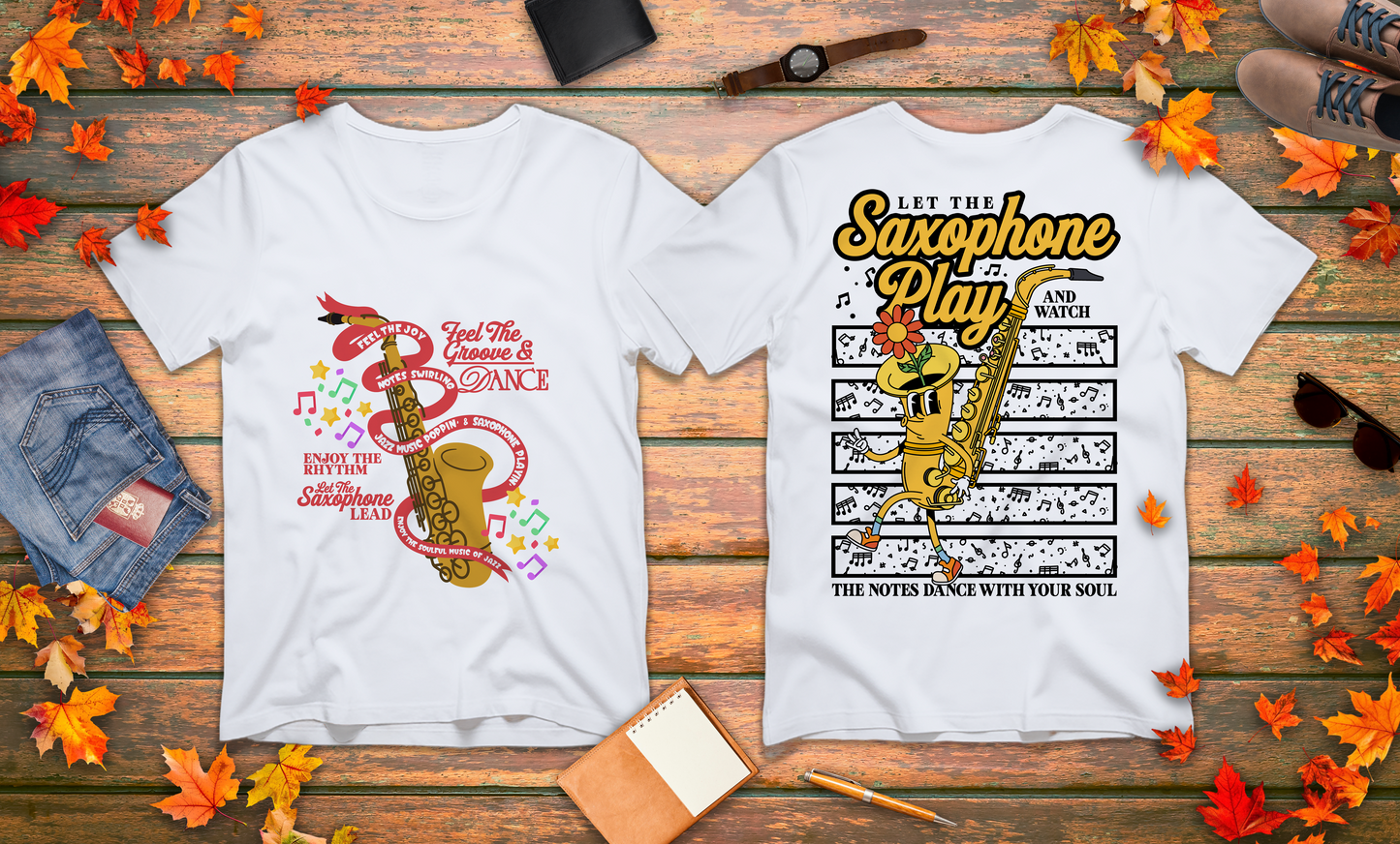 Feel the Groove Let the Saxophone Play Cartoon Saxophone T-Shirt