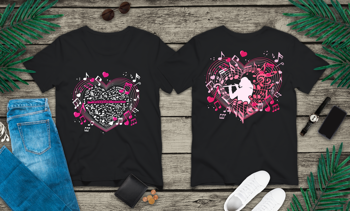 Heartbeat of the Flute Music Love T-Shirt